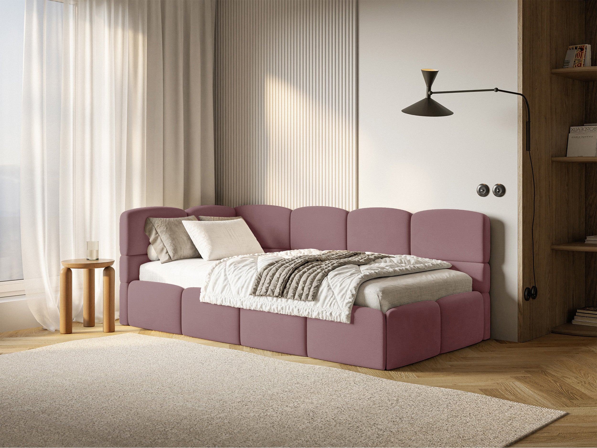 selsey-cloudy-jugendbett-90x200-cm-linksseitig-mit-stauraum-rosa-velours image 2