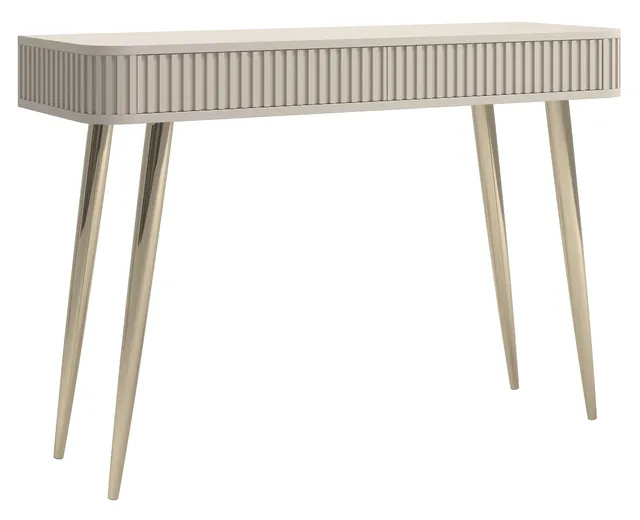 selsey-ovarlo-toilettentisch-113-cm-mit-2-schubladen-sandbeige-mit-goldenen-bein image 1