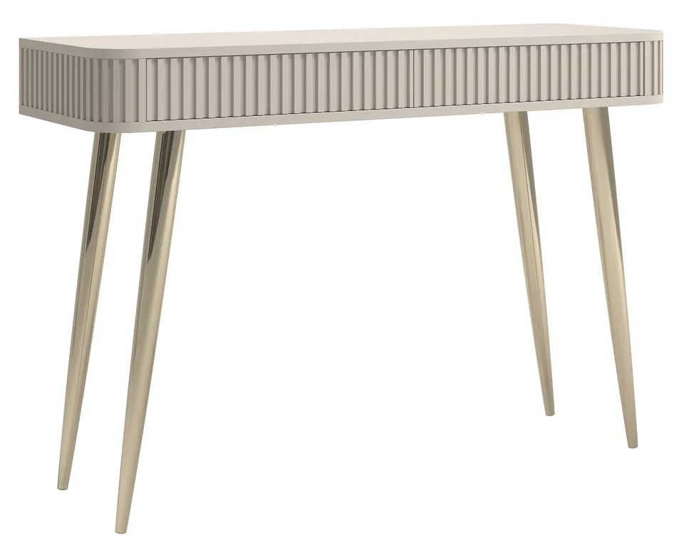 selsey-ovarlo-toilettentisch-113-cm-mit-2-schubladen-sandbeige-mit-goldenen-bein image 1