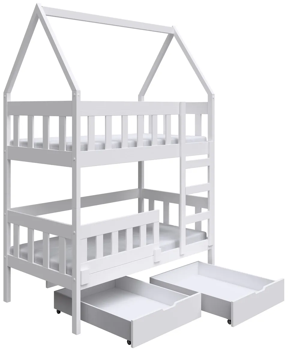 selsey-vistena-etagenbett-75x180-cm-hausbett-wei-mit-matratzen-und-schubladen image 1