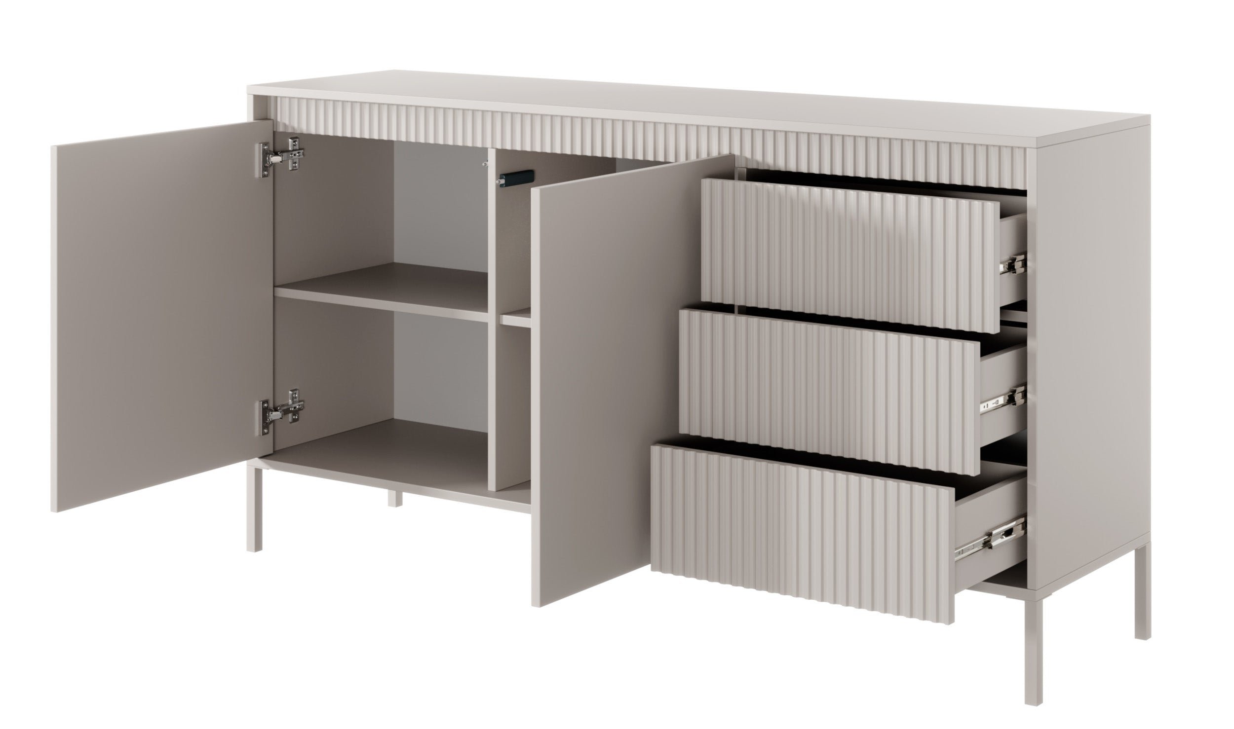 selsey-falsetto-zweit-rige-kommode-154-cm-mit-3-schubladen-beige-gerillte-fronte image 4