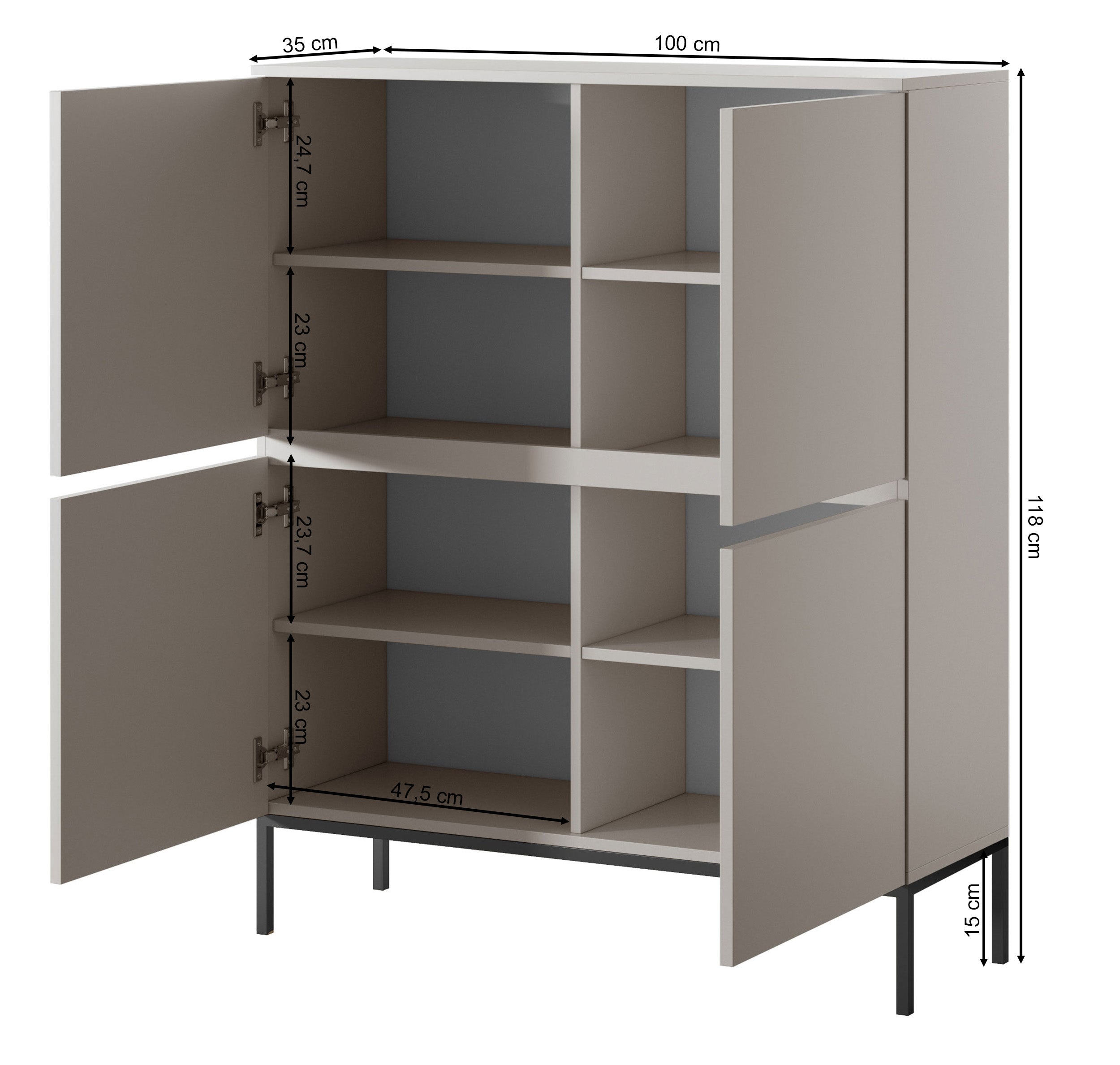 selsey-bemmi-hohe-kommode-100-cm-kaschmir-mit-stahlf-en image 6