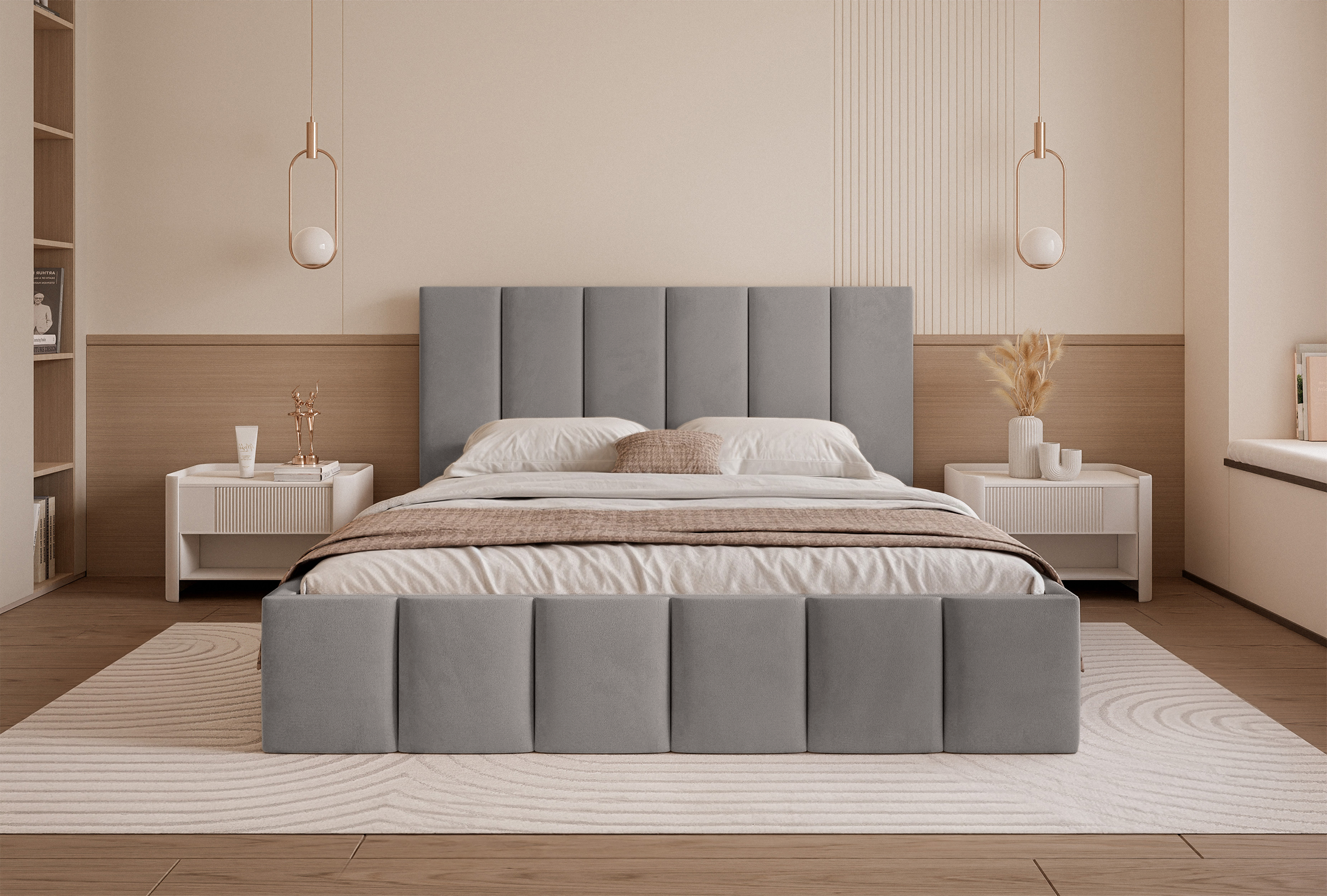 selsey-sarafino-polsterbett-160x200-cm-mit-bettkasten-hellgrauer-samt image 3