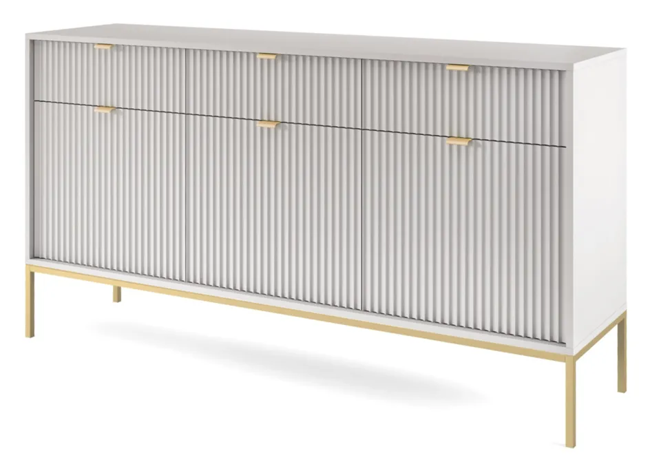 selsey-vellore-dreht-r-kommode-154-cm-grau-gerillte-fronten-goldenes-gestell image 1