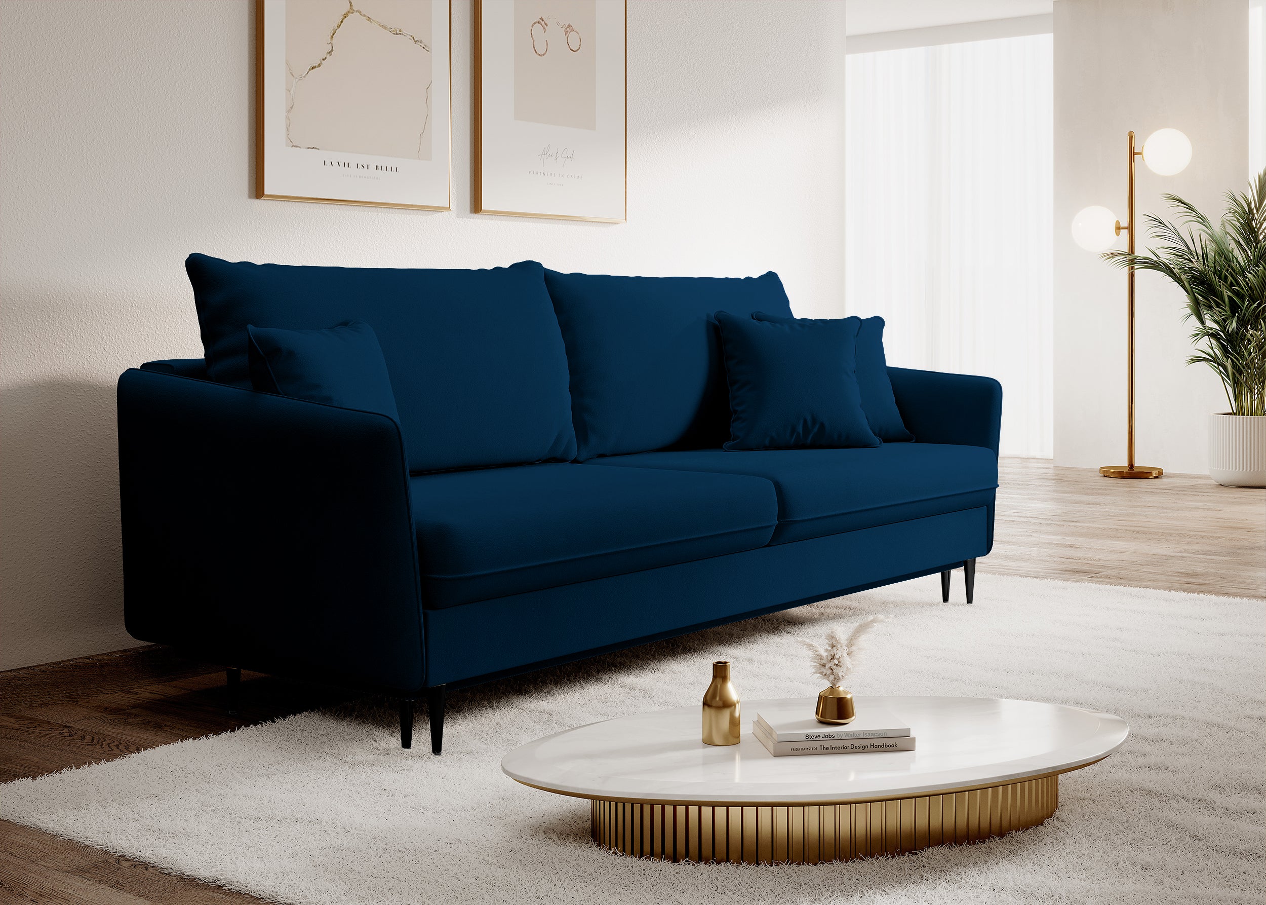 selsey-volio-3-sitzer-sofa-ausklappbar-samtblau-wasserabweisend-mit-schwarzen-be image 3