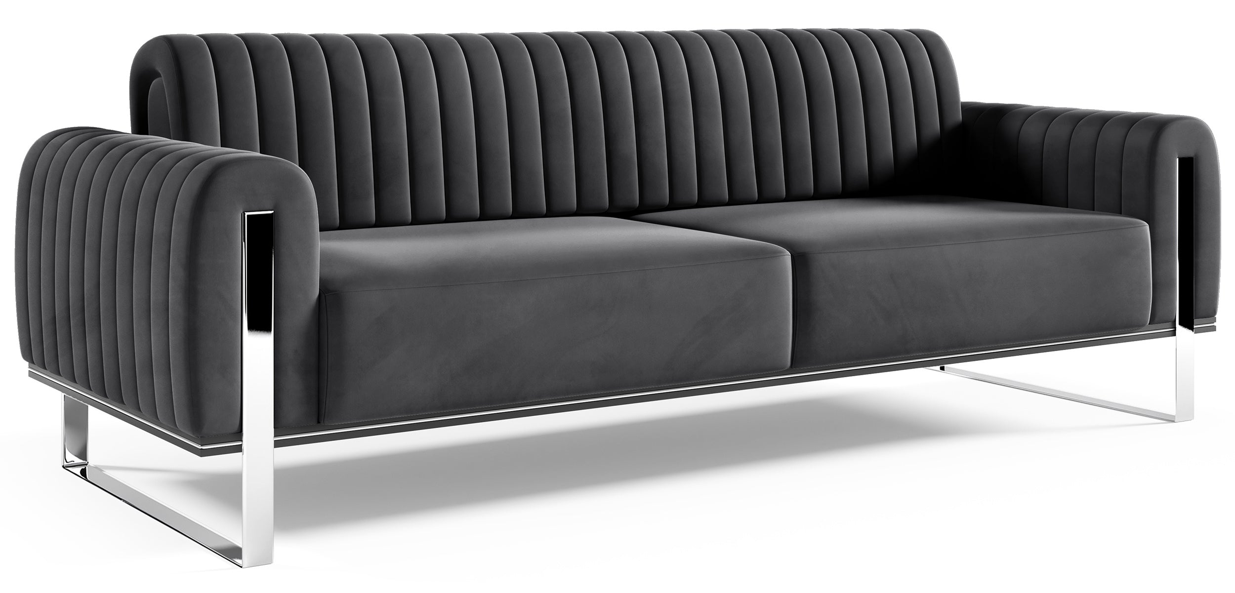 selsey-parissa-3-sitzer-sofa-dunkelgrauer-samt-mit-chrombeinen image 4