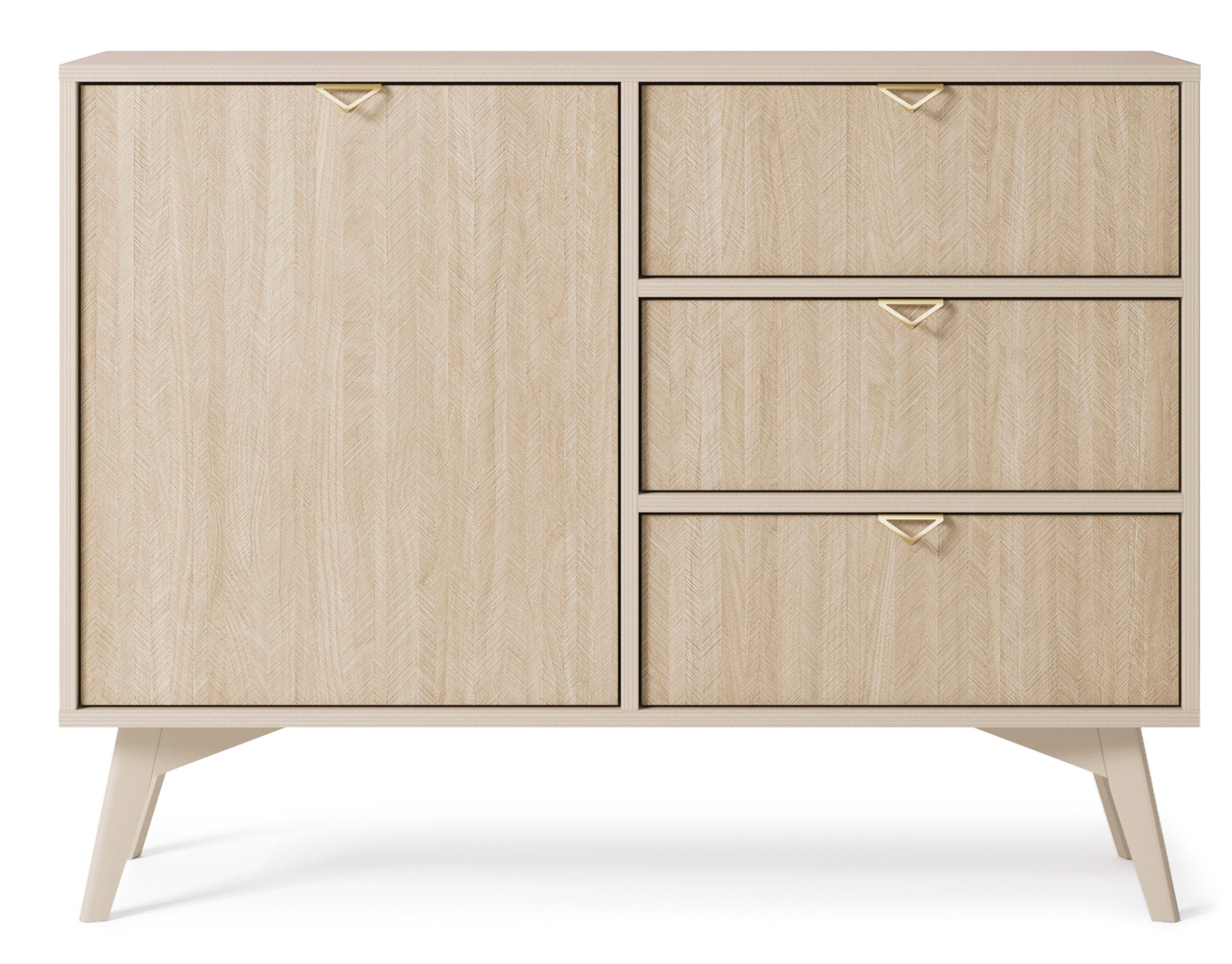 selsey-favoria-kommode-106-cm-beige-mit-t-r-und-schubladen-fischgr-t-goldene-gri image 3