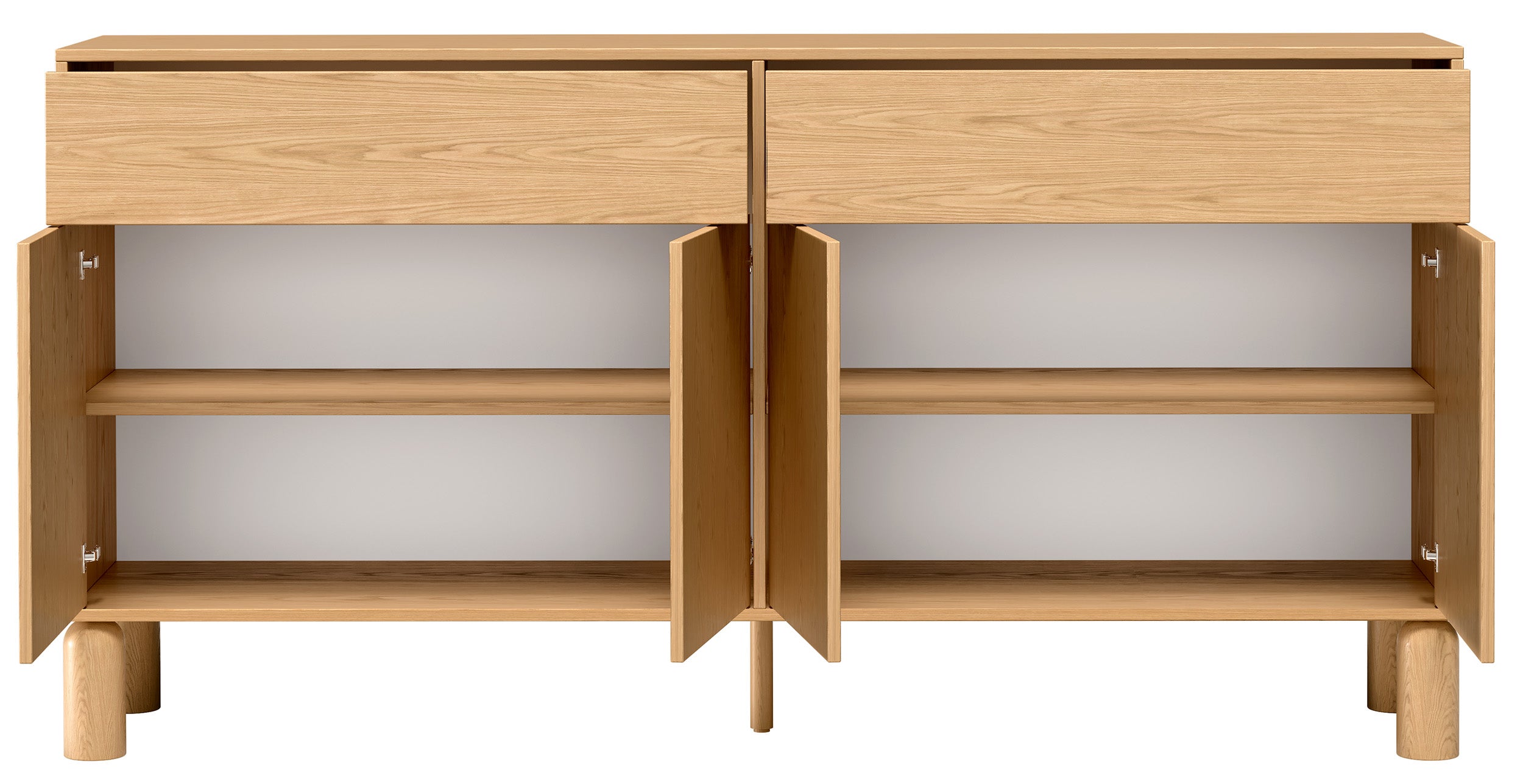 selsey-sanden-viert-rige-kommode-mit-zwei-schubladen-180-cm-eiche-bookmatch image 3