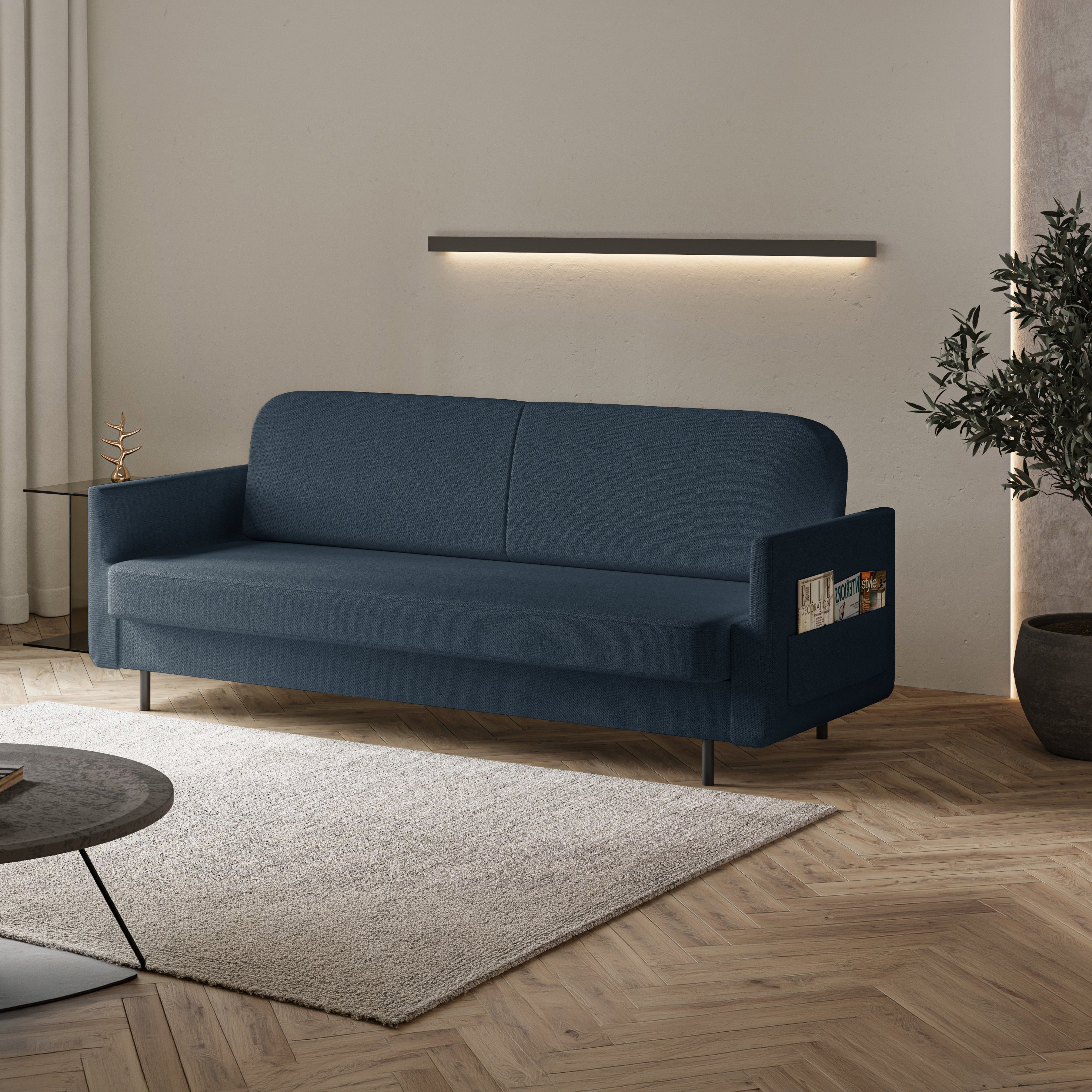 selsey-ovelio-dreisitziges-ausklappbares-sofa-mit-seitentasche-marineblauer-chen image 2