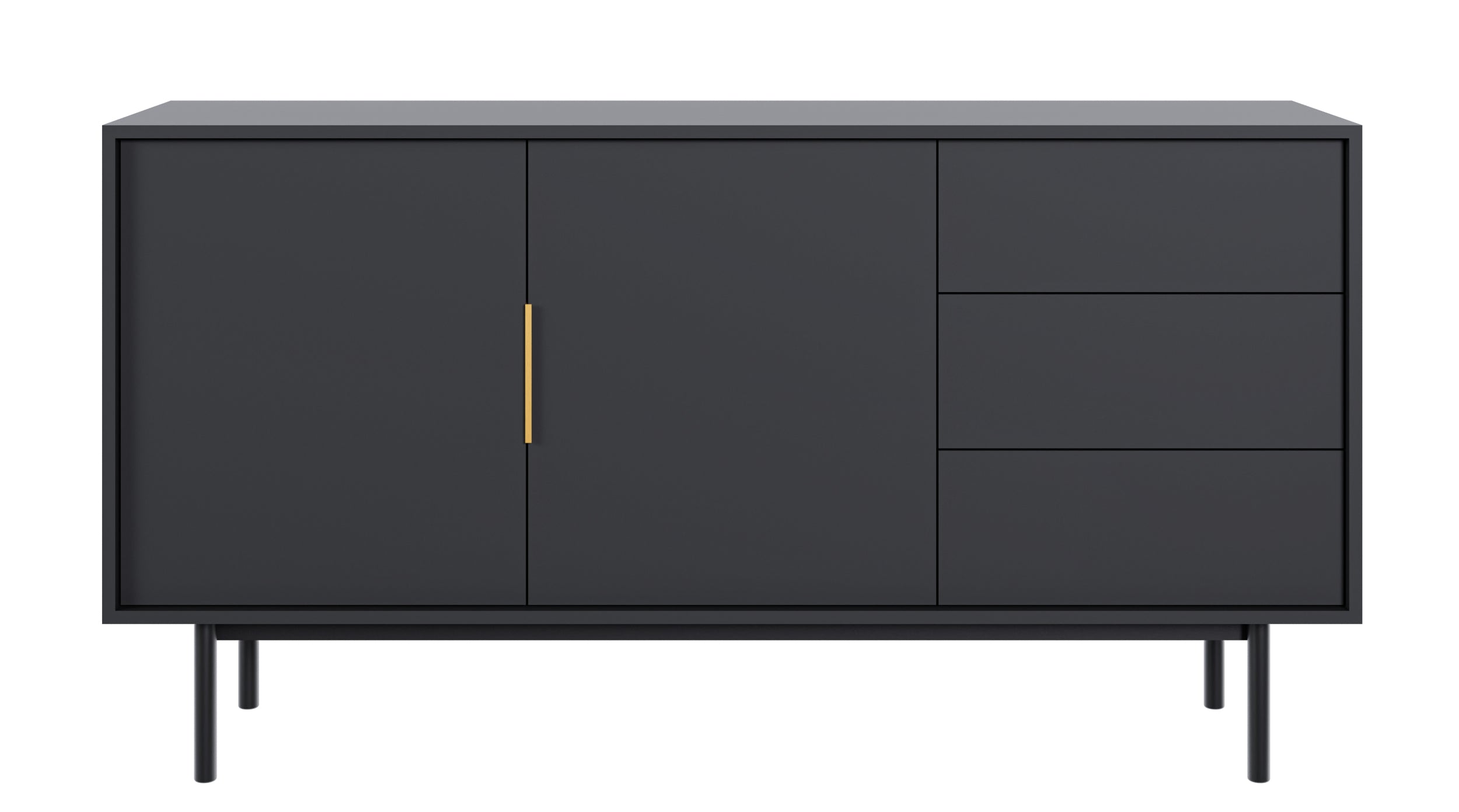 selsey-viviaro-zweit-rige-kommode-mit-drei-schubladen-154-cm-schwarz image 3