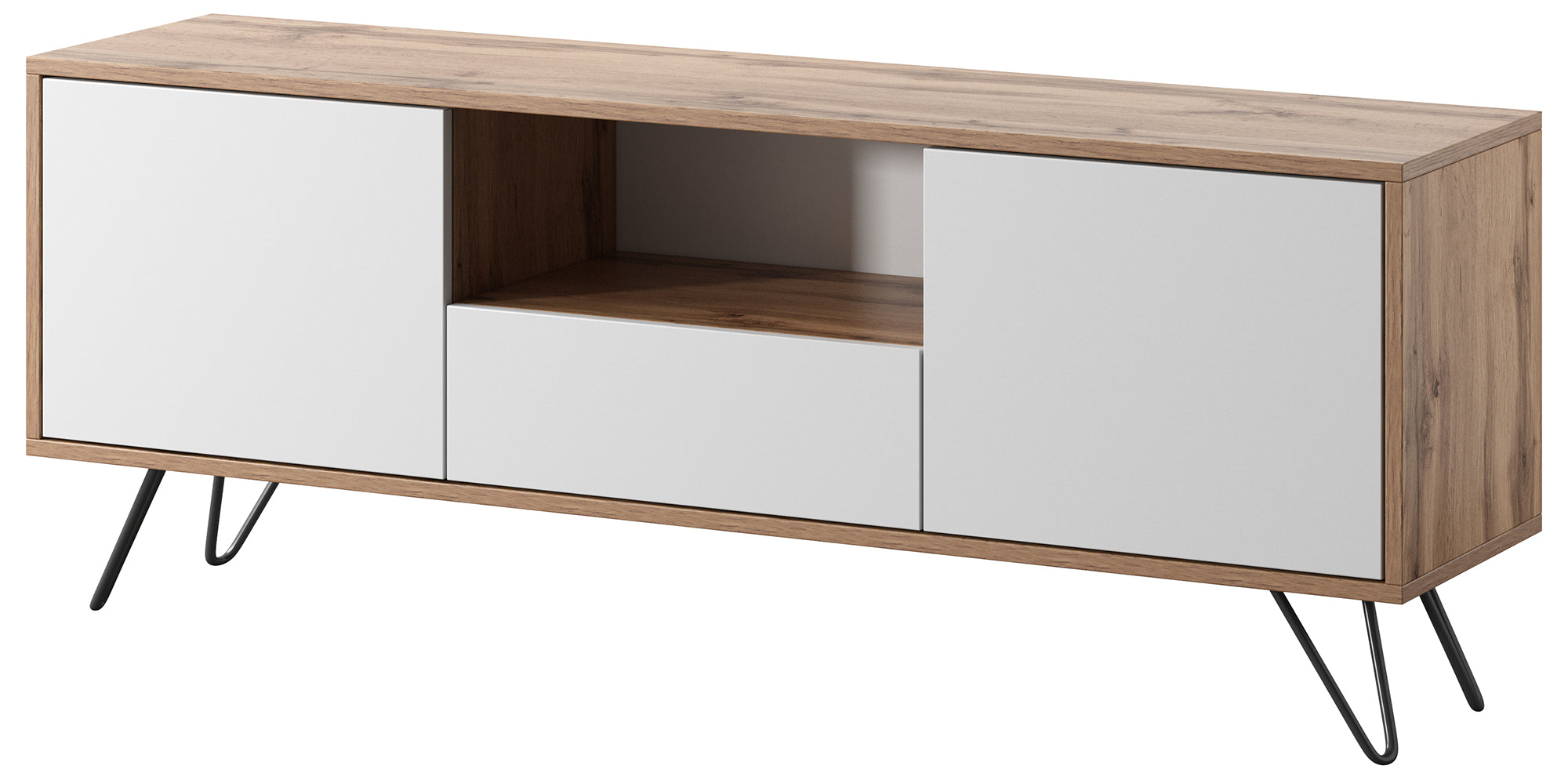 selsey-ploystea-tv-schrank-137-cm-wotan-eiche-wei-mit-beleuchtung image 1