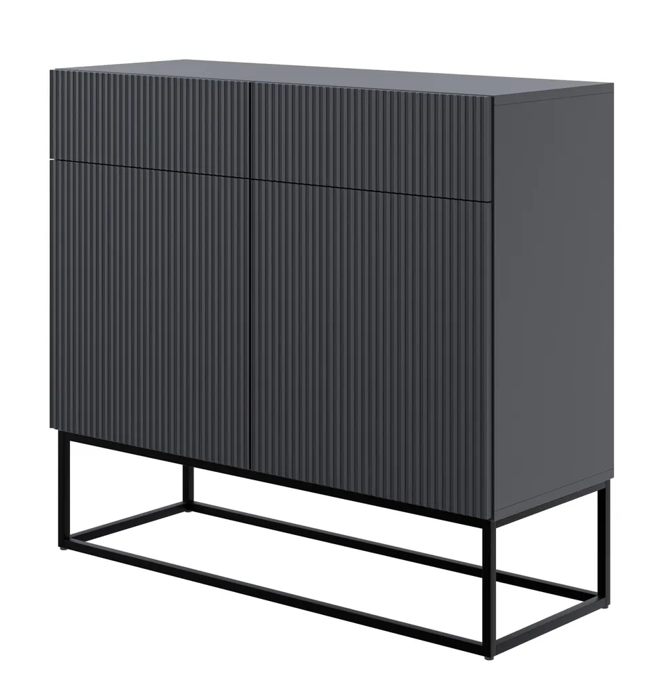 selsey-veldio-zweit-rige-kommode-100-cm-schwarz-mit-gefr-ster-front image 1