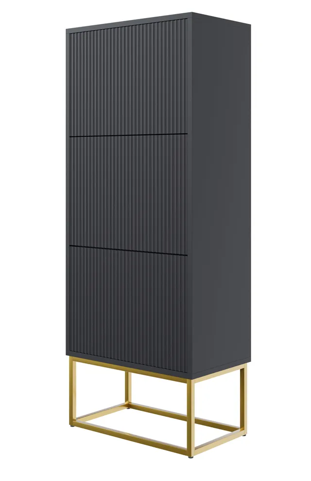 selsey-veldio-schuhschrank-mit-3-f-chern-50-cm-schwarz-mit-goldenen-beinen image 1