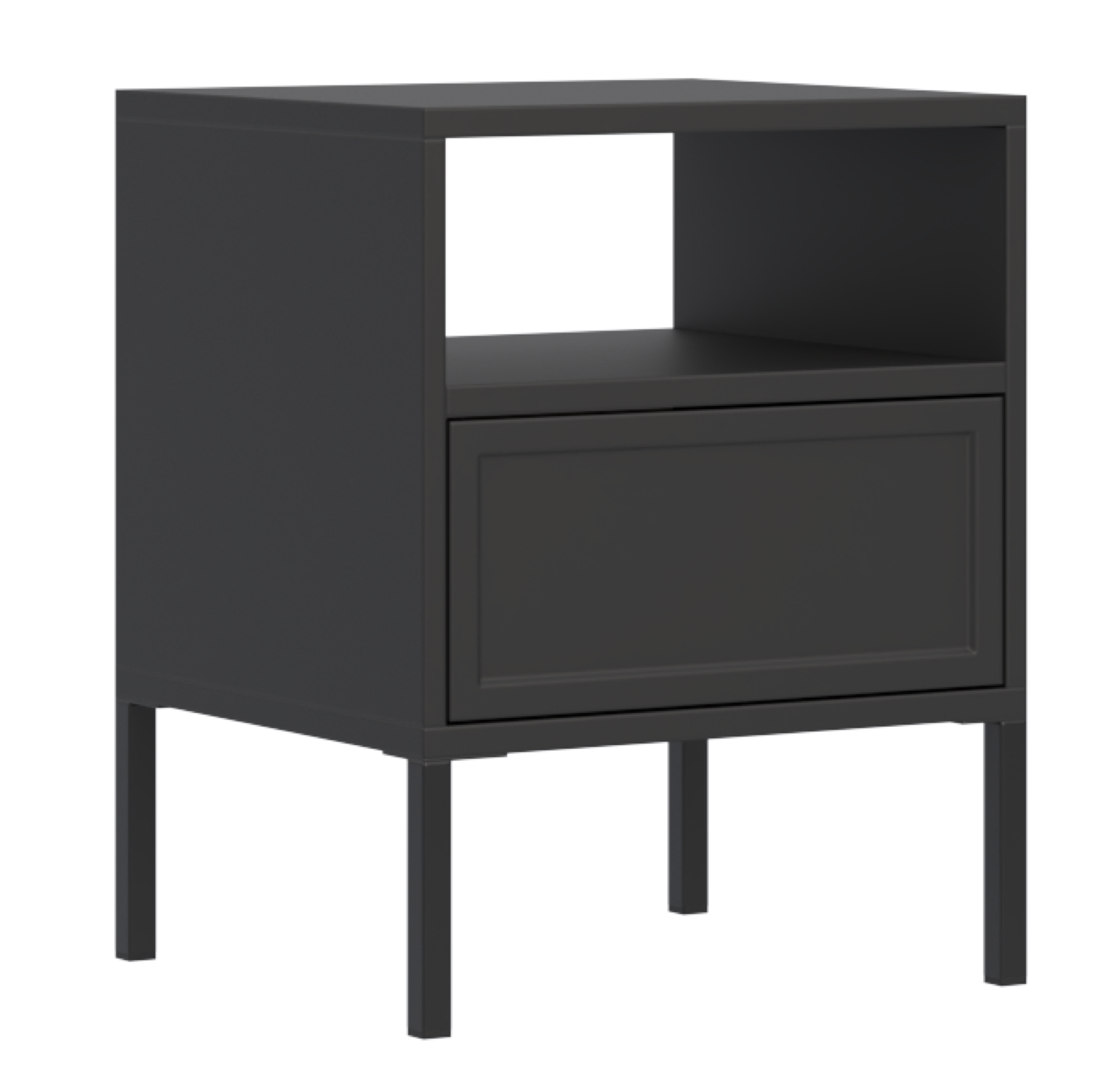 selsey-velveto-nachttisch-45-cm-schwarz-mit-schublade-und-fach image 1