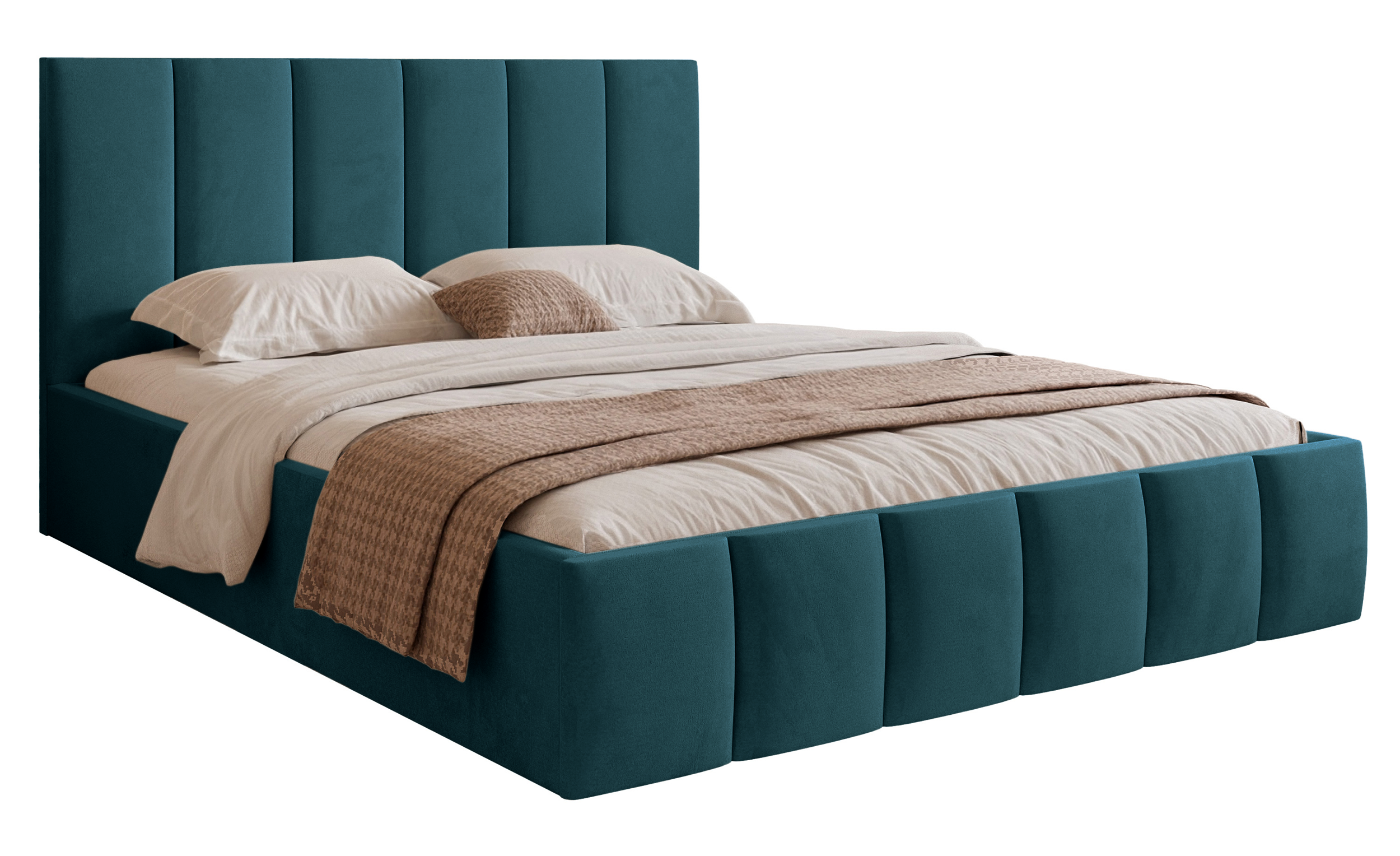 selsey-sarafino-polsterbett-140x200-cm-mit-bettkasten-t-rkisfarbener-samt-metall image 1