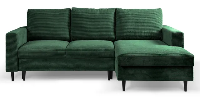 selsey-nalika-ecksofa-mit-schlaffunktion-l-form-rechts-dunkelgr-n-cord-mit-staur image 1