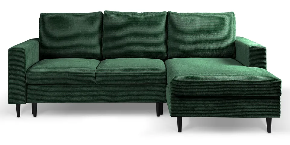 selsey-nalika-ecksofa-mit-schlaffunktion-l-form-rechts-dunkelgr-n-cord-mit-staur image 1