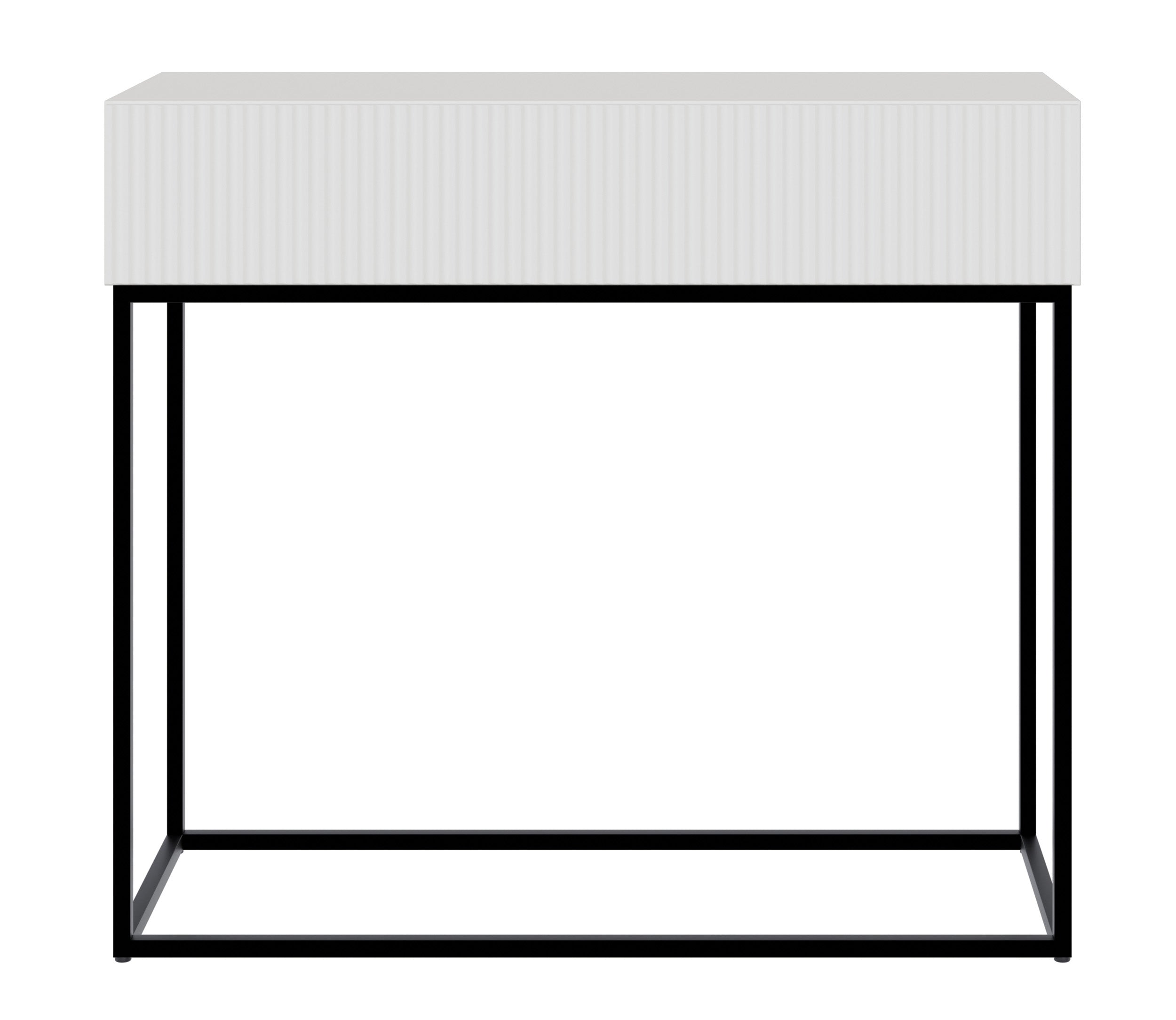 selsey-veldio-konsole-90-cm-mit-gefr-ster-front-und-schublade-wei-schwarz image 4