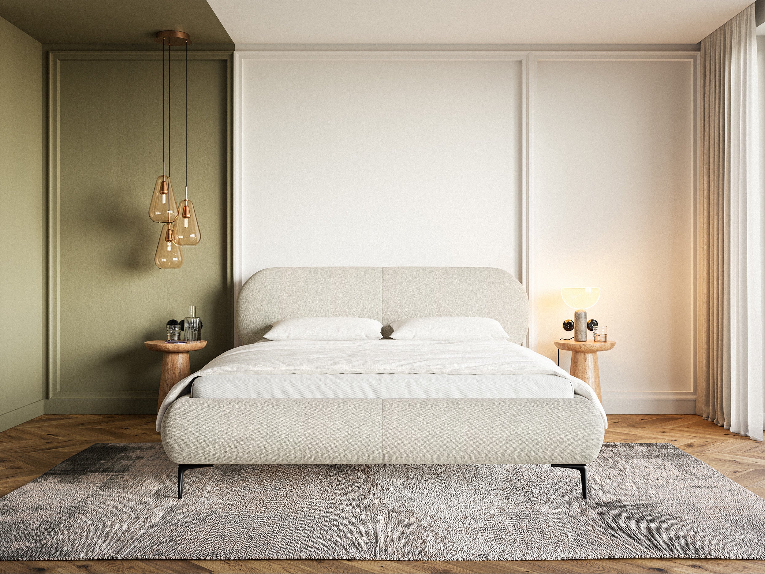 selsey-ovalle-polsterbett-160x200-cm-hellbeige-rundes-kopfteil-schwarze-beine image 2