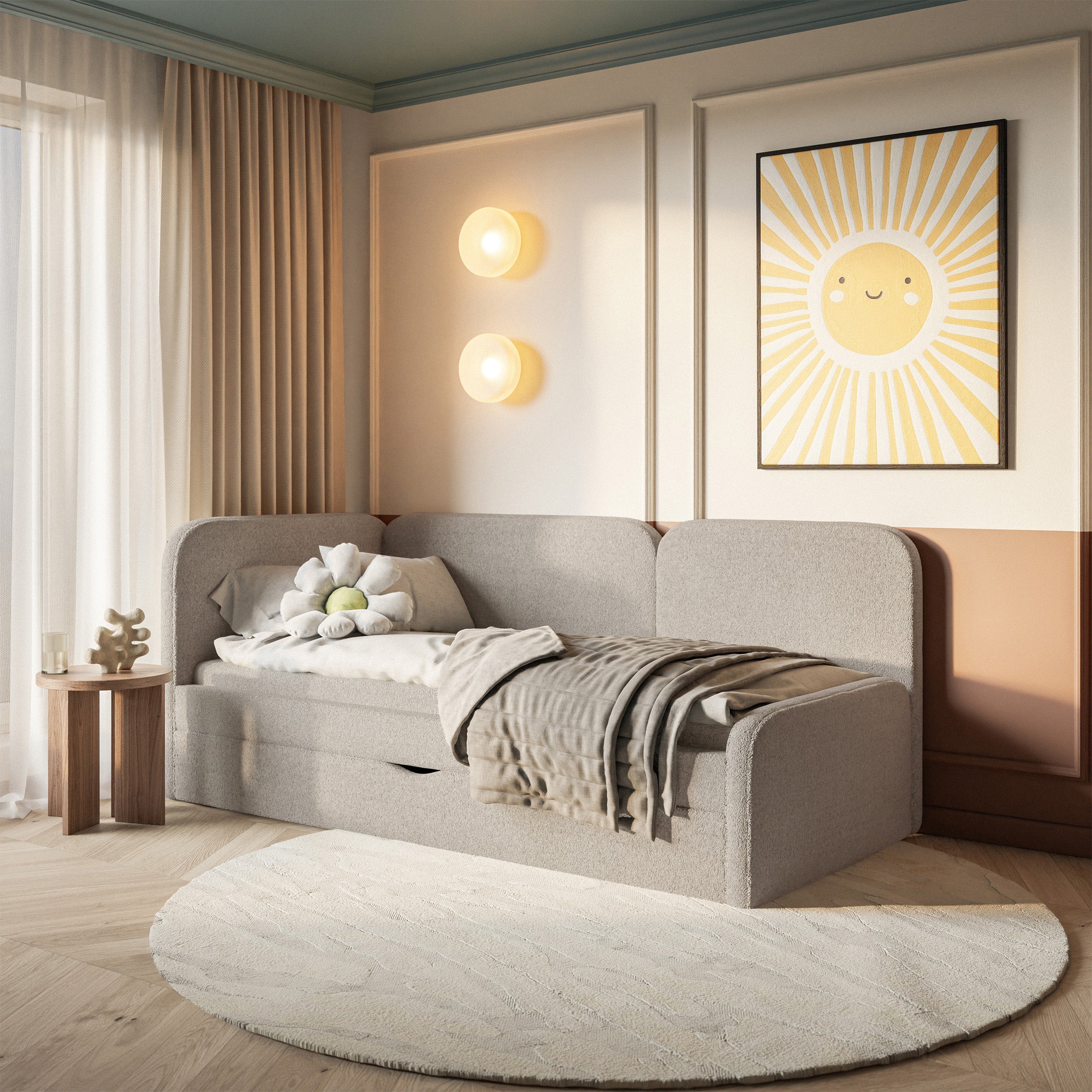 selsey-cuddy-jugendbett-90x200-cm-linksseitig-mit-matratze-und-stauraum-beige-pl image 2