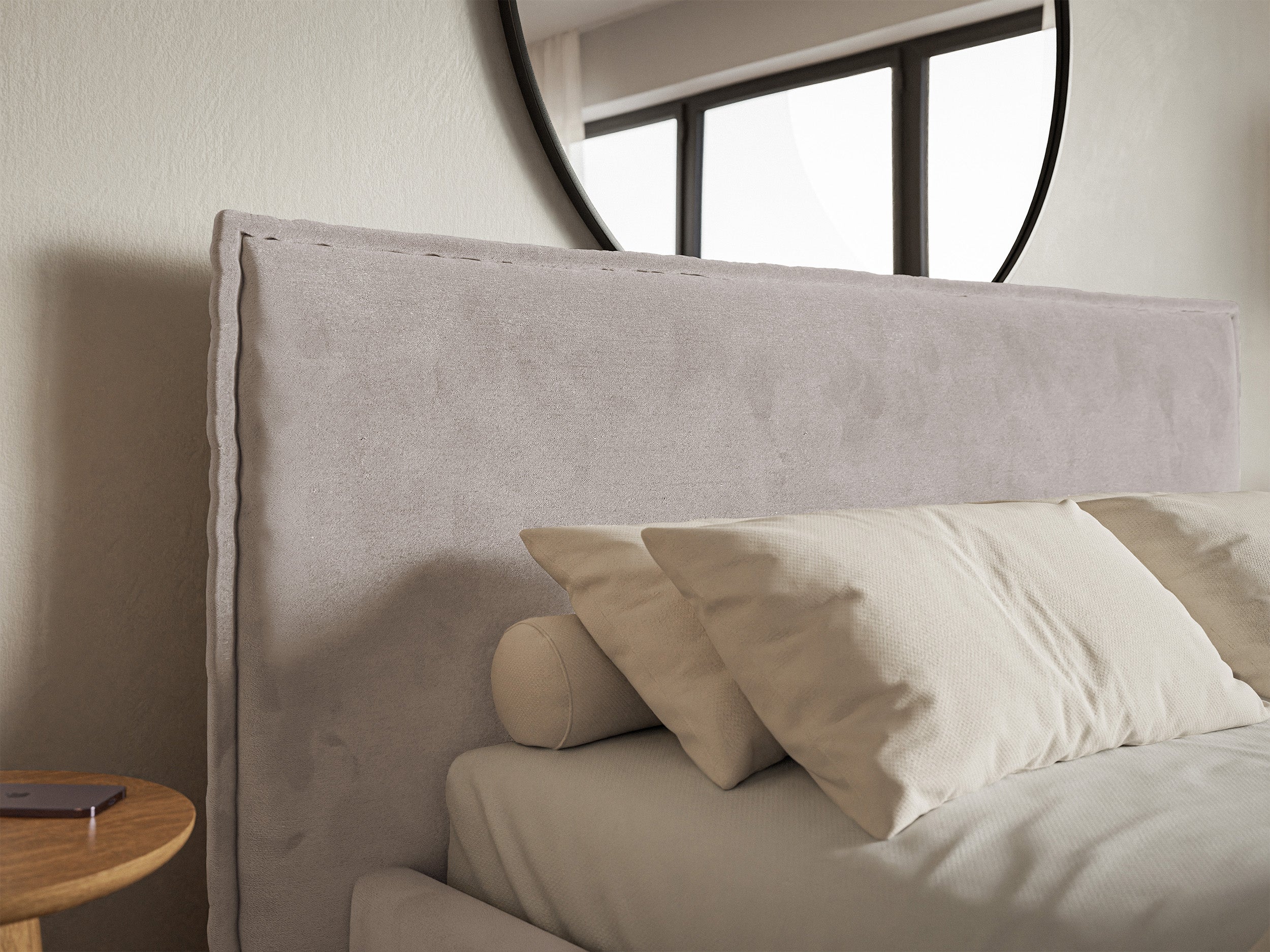selsey-softie-gepolstertes-bett-160x200-cm-grau-brauner-velours-wasserabweisend image 4