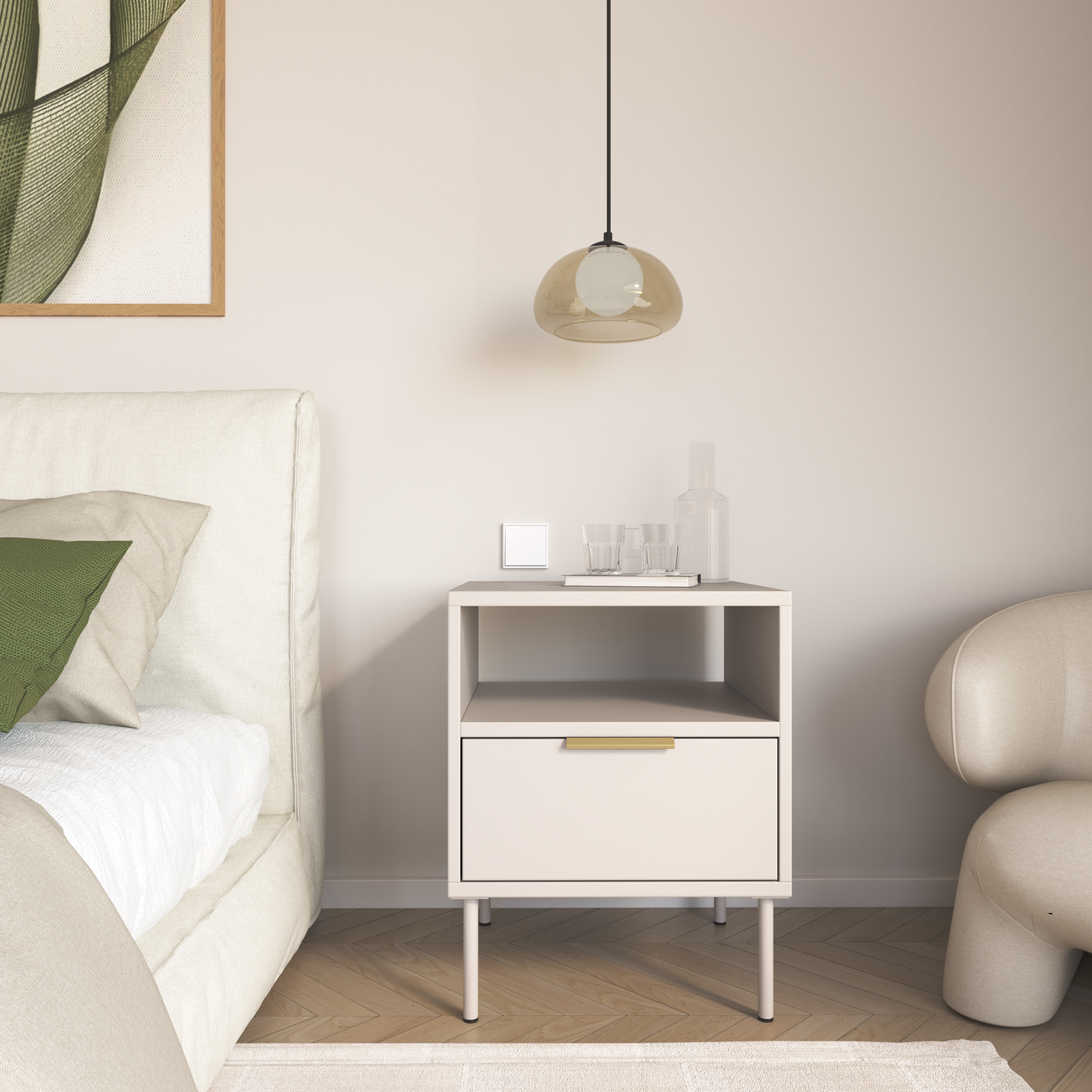 selsey-vena-nachttisch-45-cm-mit-schublade-und-fach-kaschmir image 2