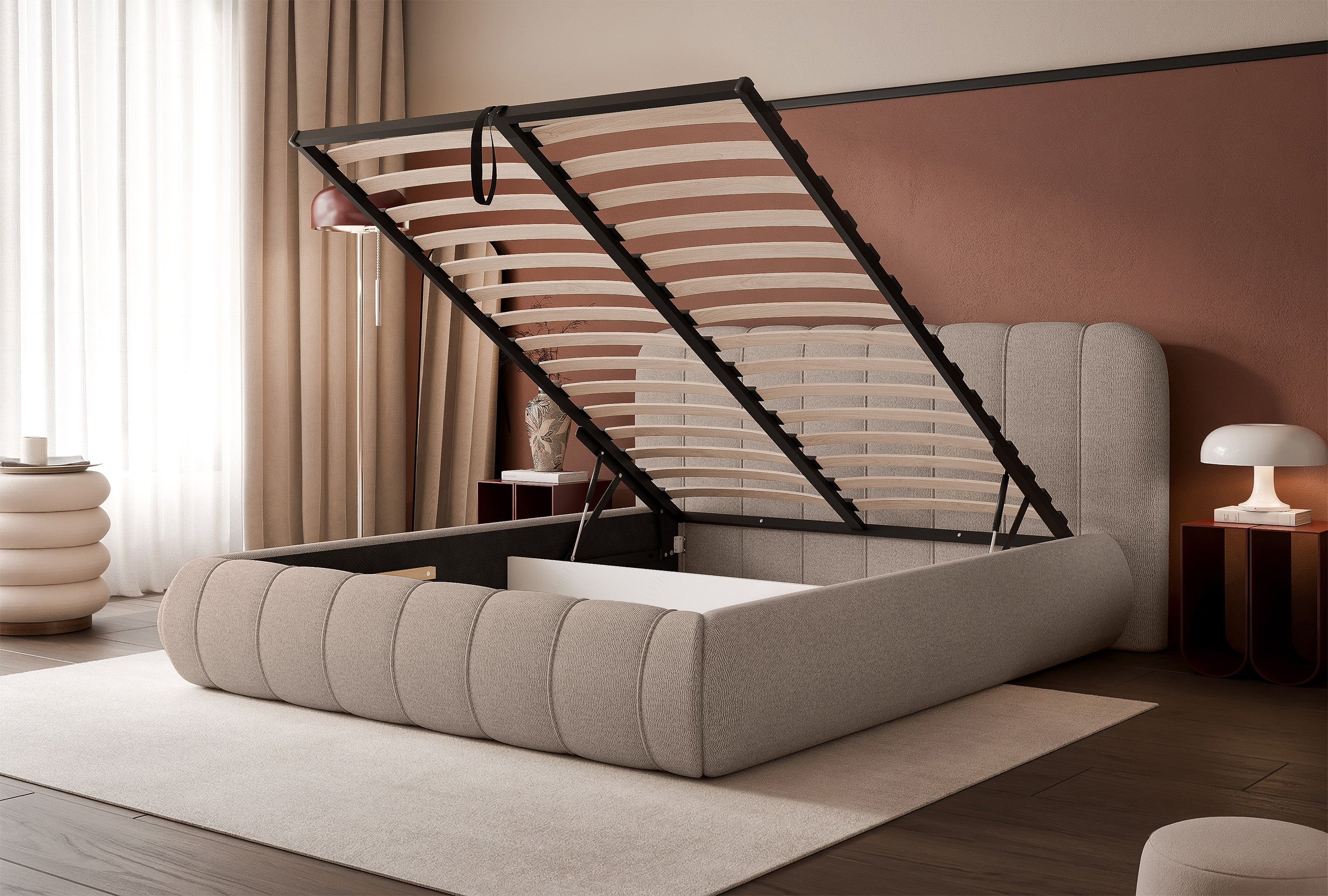 selsey-polsterbett-malunna-140x200-cm-mit-stauraum-hellbeige-grauer-chenille image 4