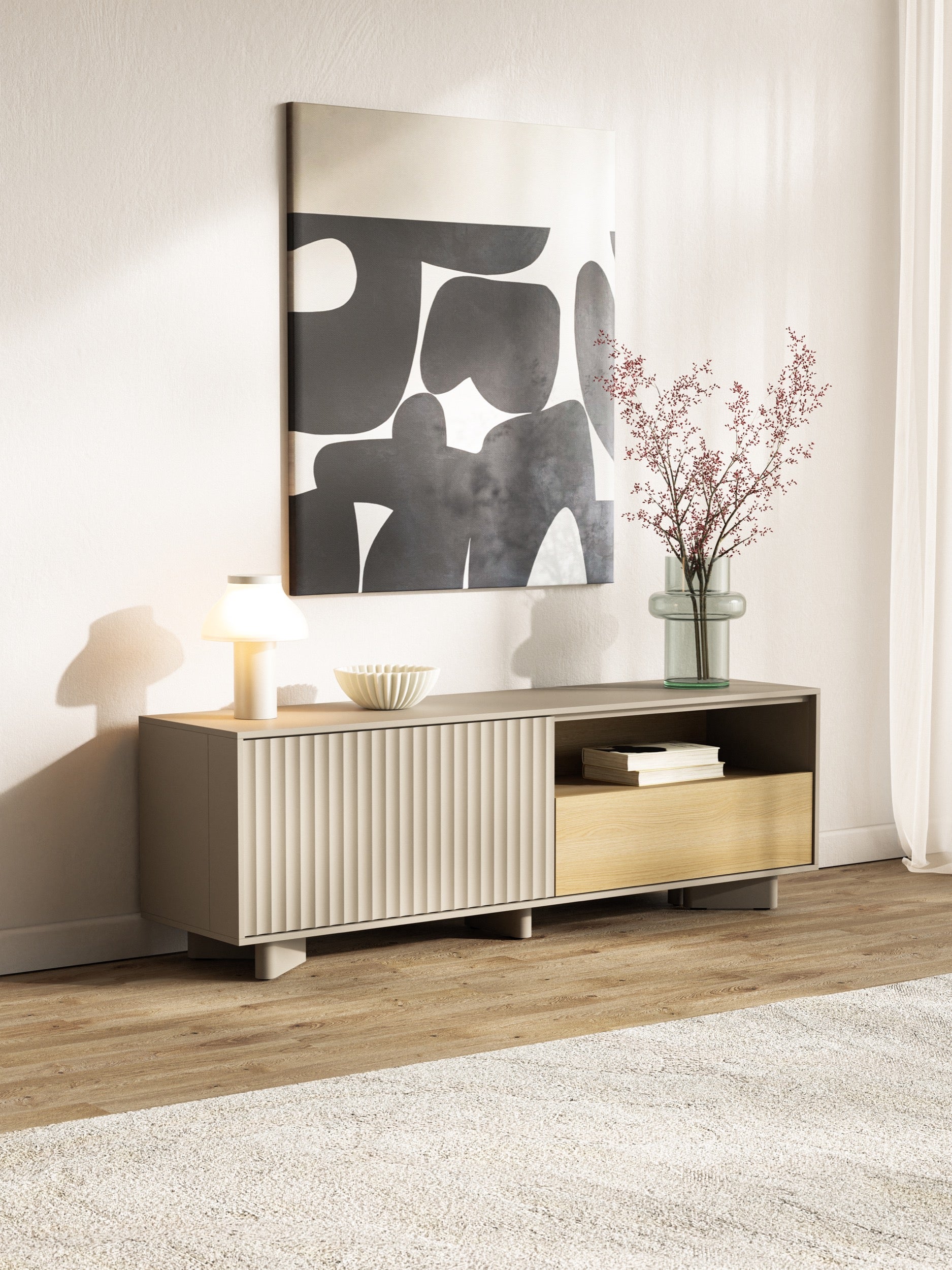 selsey-distria-tv-schrank-140-cm-mit-schublade-geriffelter-front-kaschmir-vicenz image 4