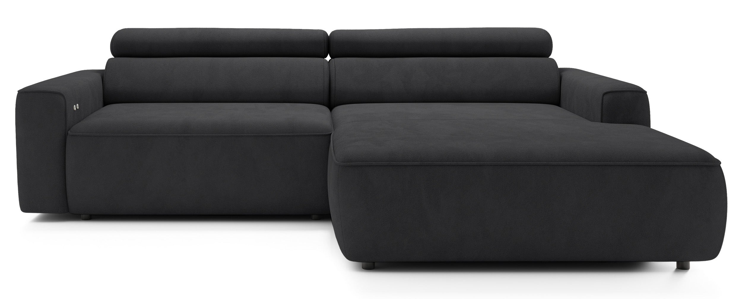 selsey-ecksofa-fando-l-f-rmig-rechts-mit-elektrischem-auszug-dunkelgrauer-samt image 1