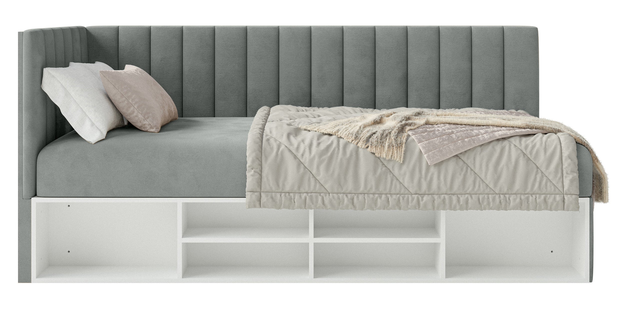 selsey-ventrio-jugendbett-90x200-cm-links-mit-stauraum-und-regal-grauer-velours image 5