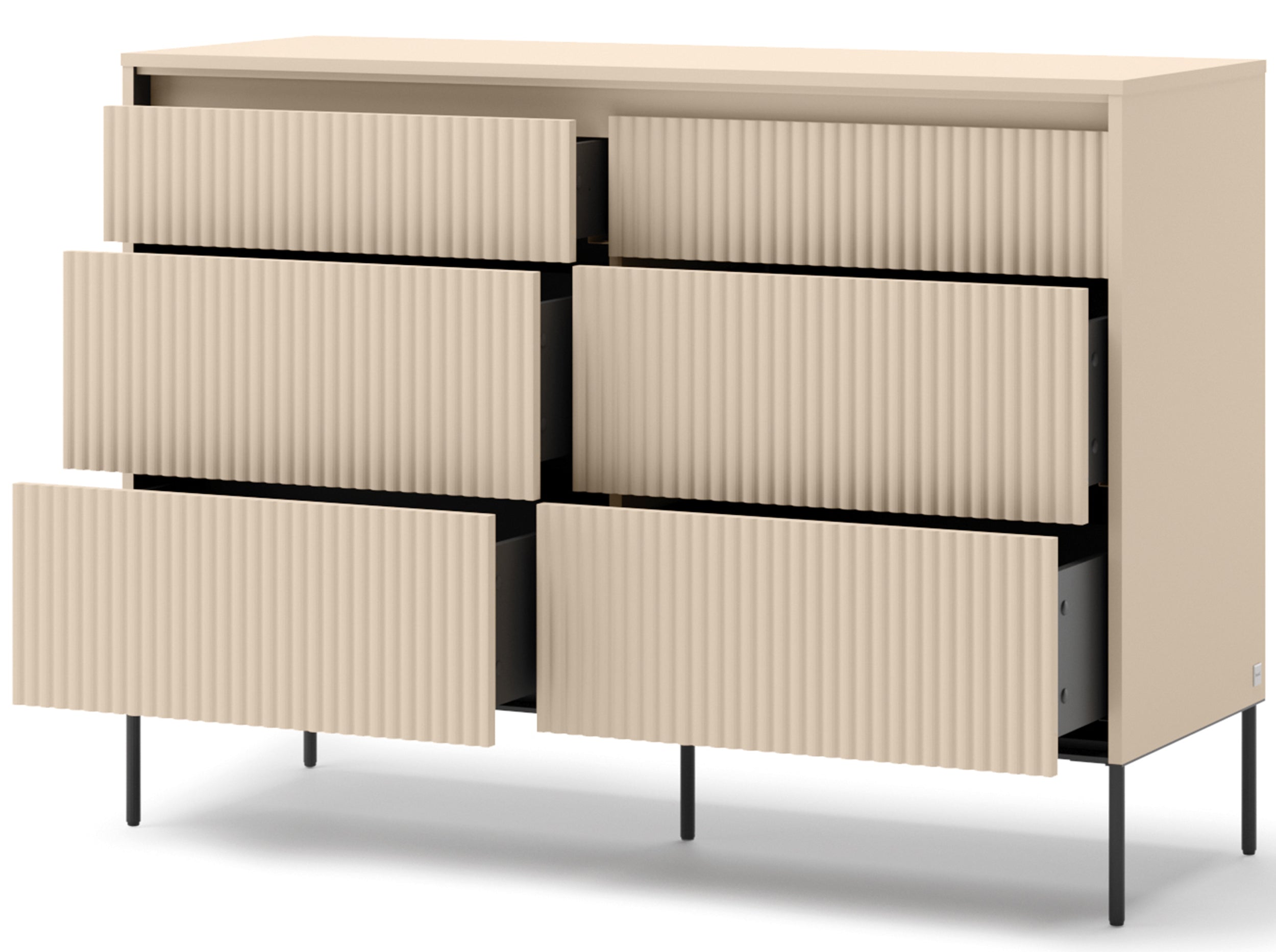 selsey-trend-kommode-130-cm-mit-6-schubladen-und-beleuchtung-sandbeige-schwarz-r image 6