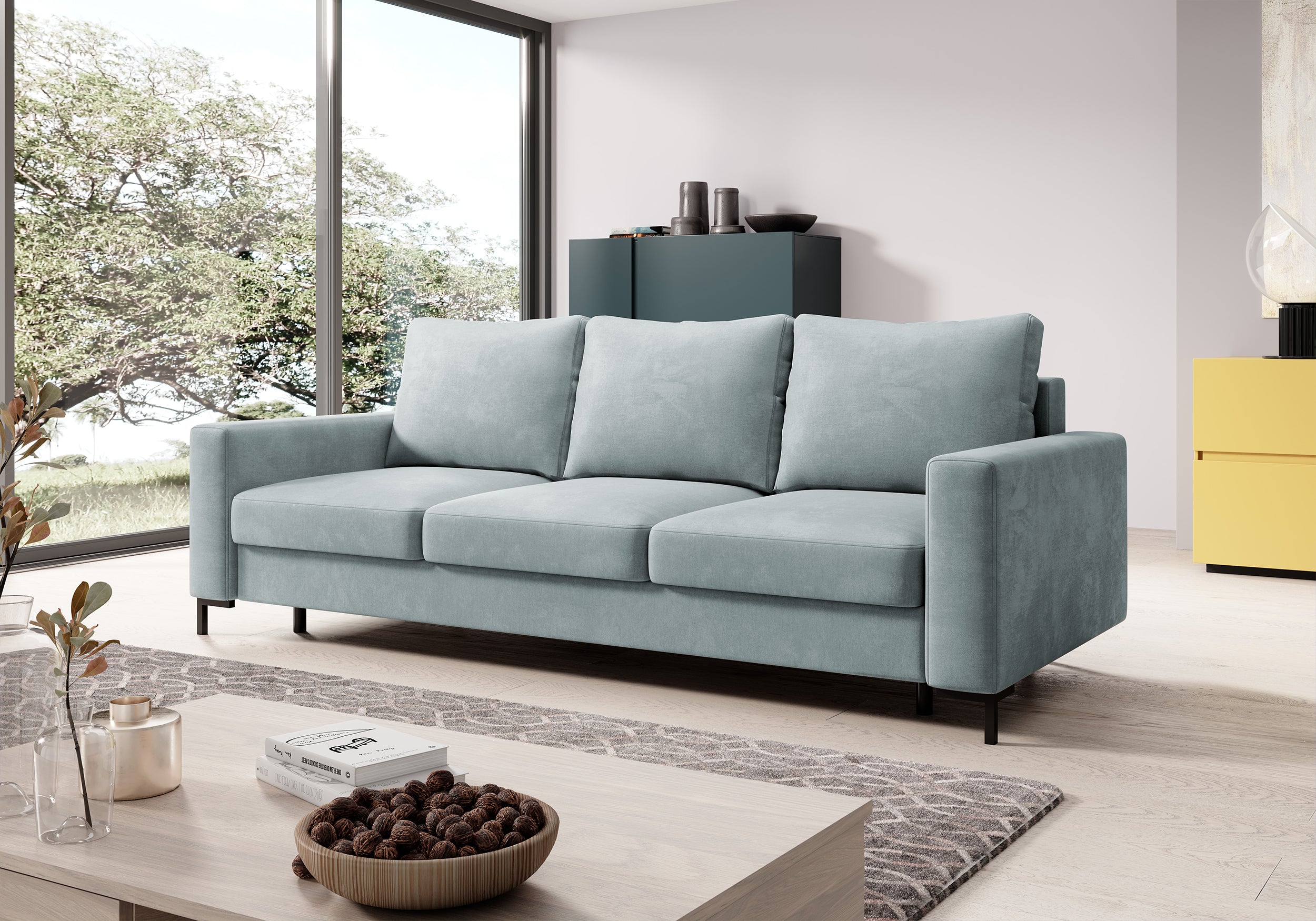 selsey-mokpeo-3-sitzer-schlafsofa-mit-stauraum-grau-samt image 2