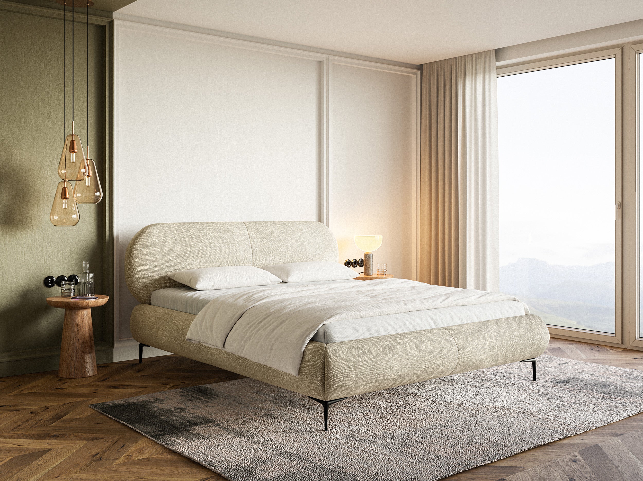 selsey-ovalle-polsterbett-140x200-cm-beiger-chenille-schwarze-beine image 3