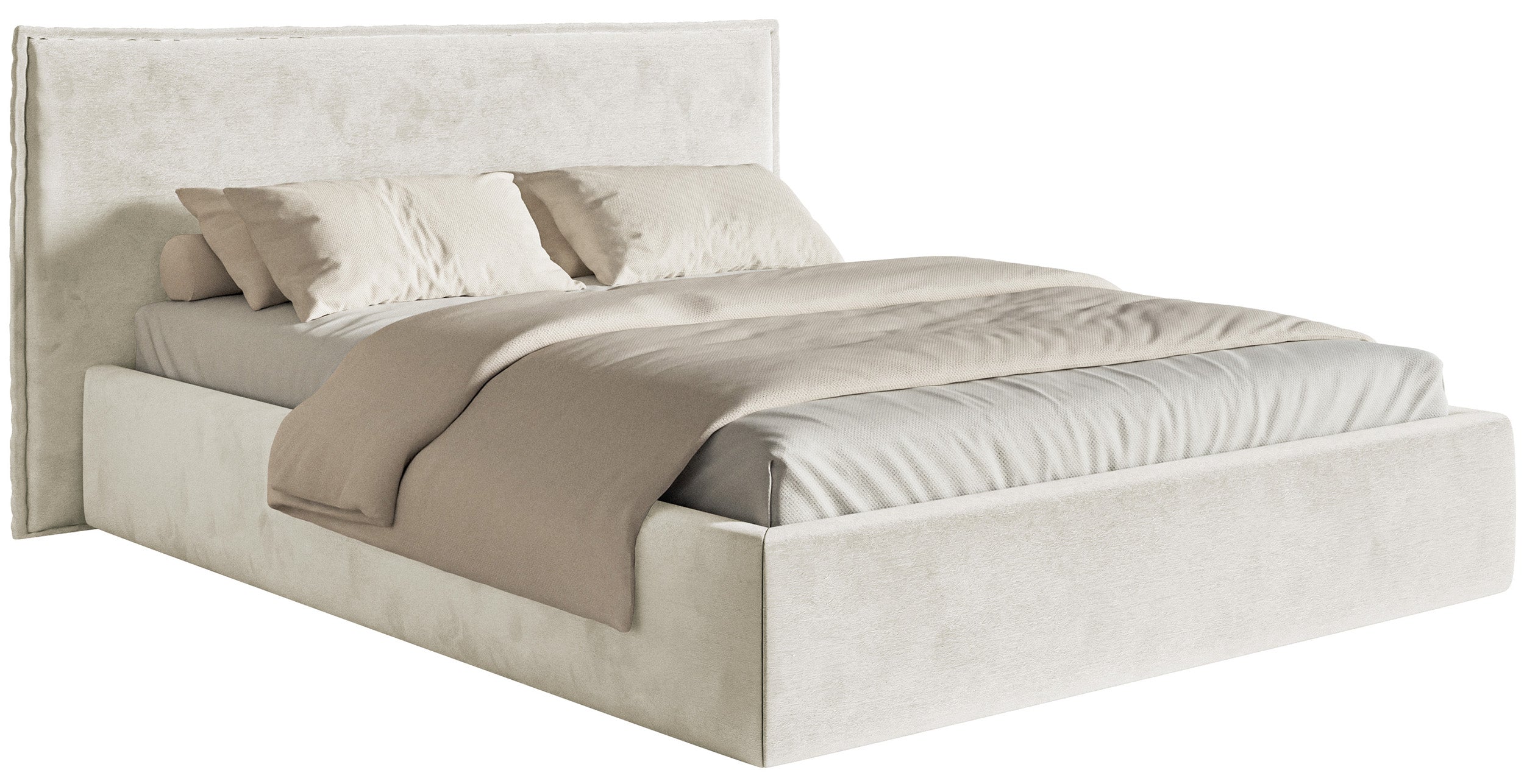 selsey-softie-gepolstertes-bett-160x200-cm-mit-stauraum-hellgraubeiger-samt-meta image 1