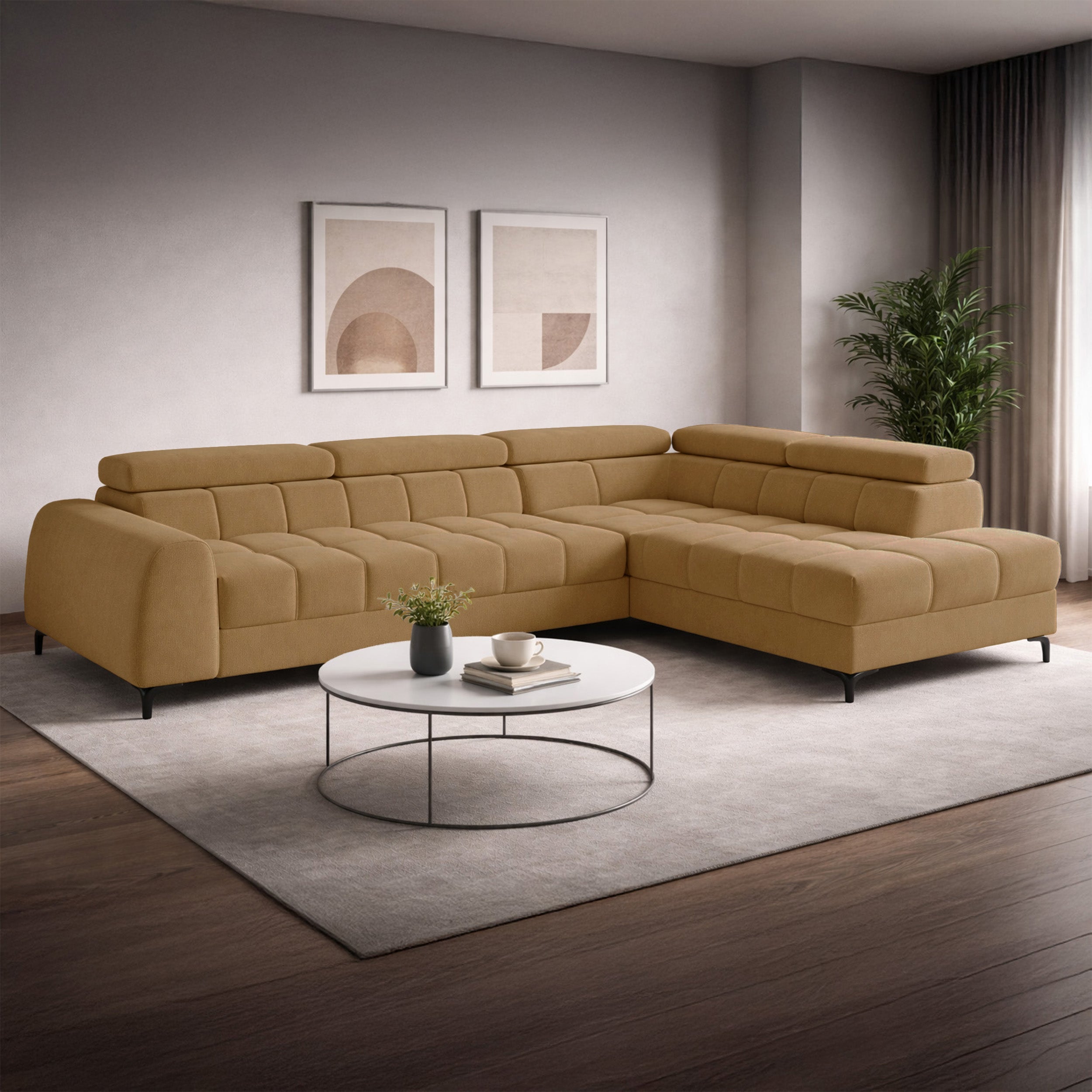 selsey-arellio-ecksofa-mit-schlaffunktion-l-f-rmig-rechts-mit-stauraum-senffarbe image 2