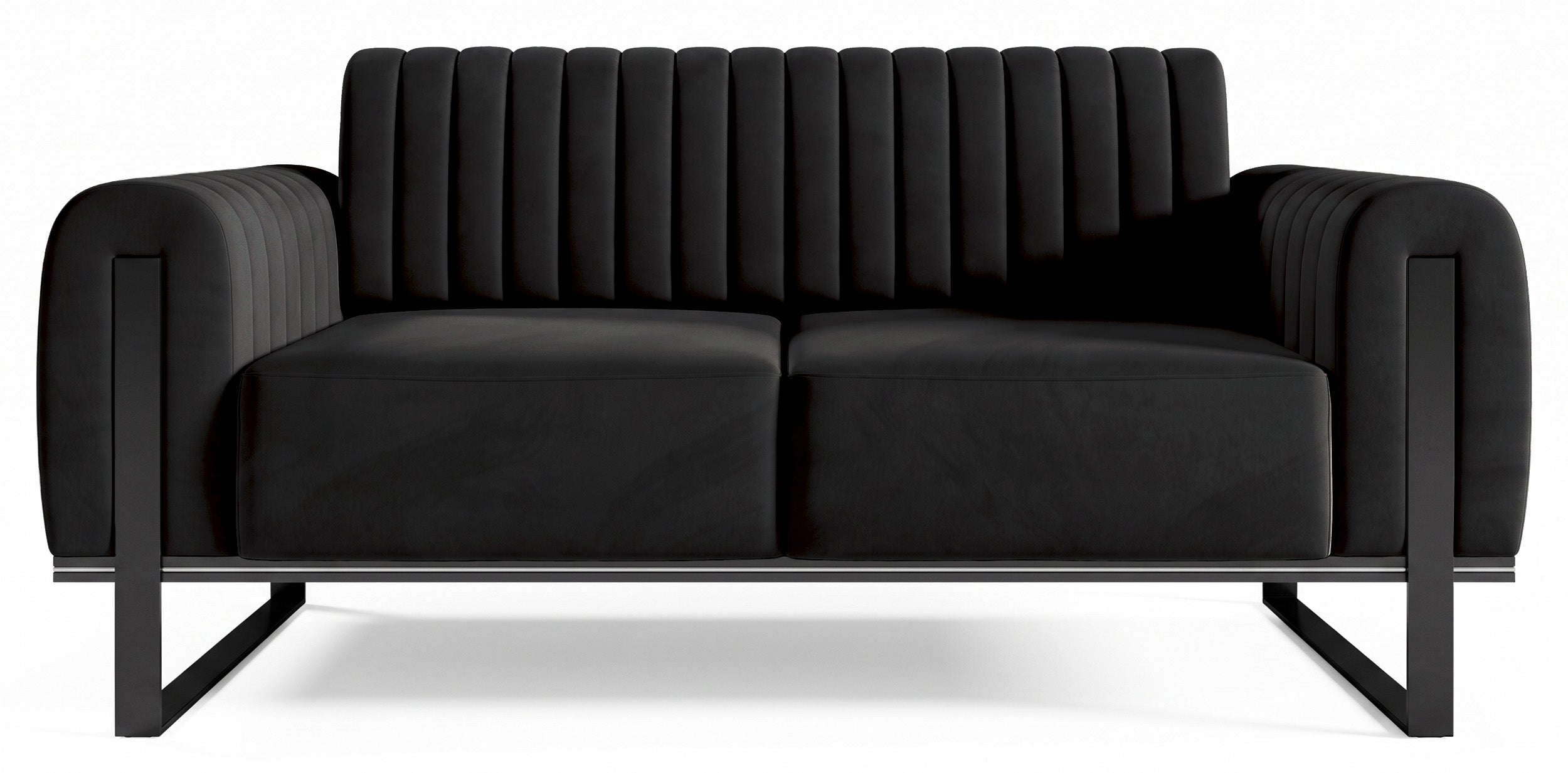 selsey-parissa-zweisitziges-sofa-schwarzer-samt-schwarze-beine image 1
