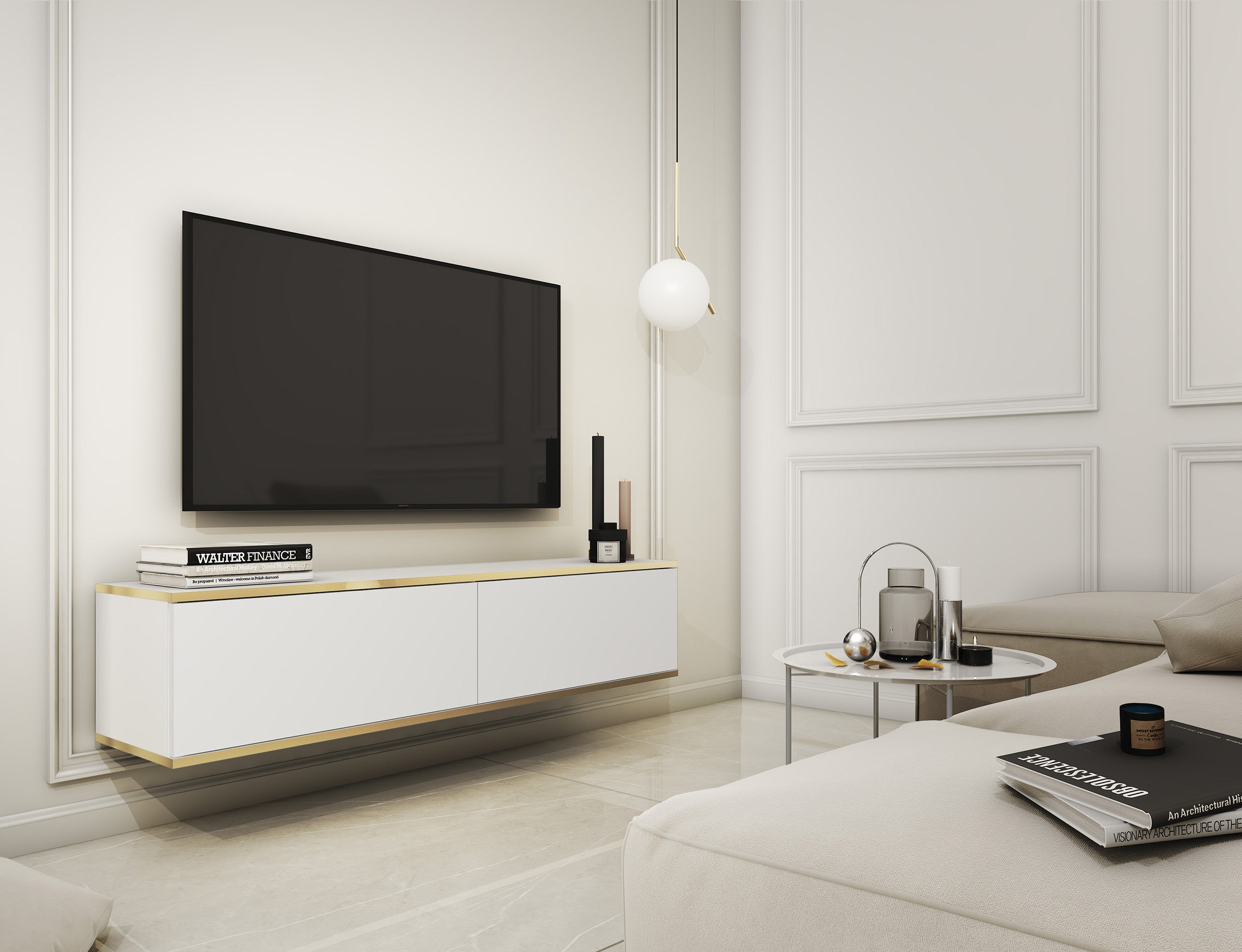 selsey-mucalma-tv-schrank-135-cm-wei-mit-goldenen-applikationen image 2