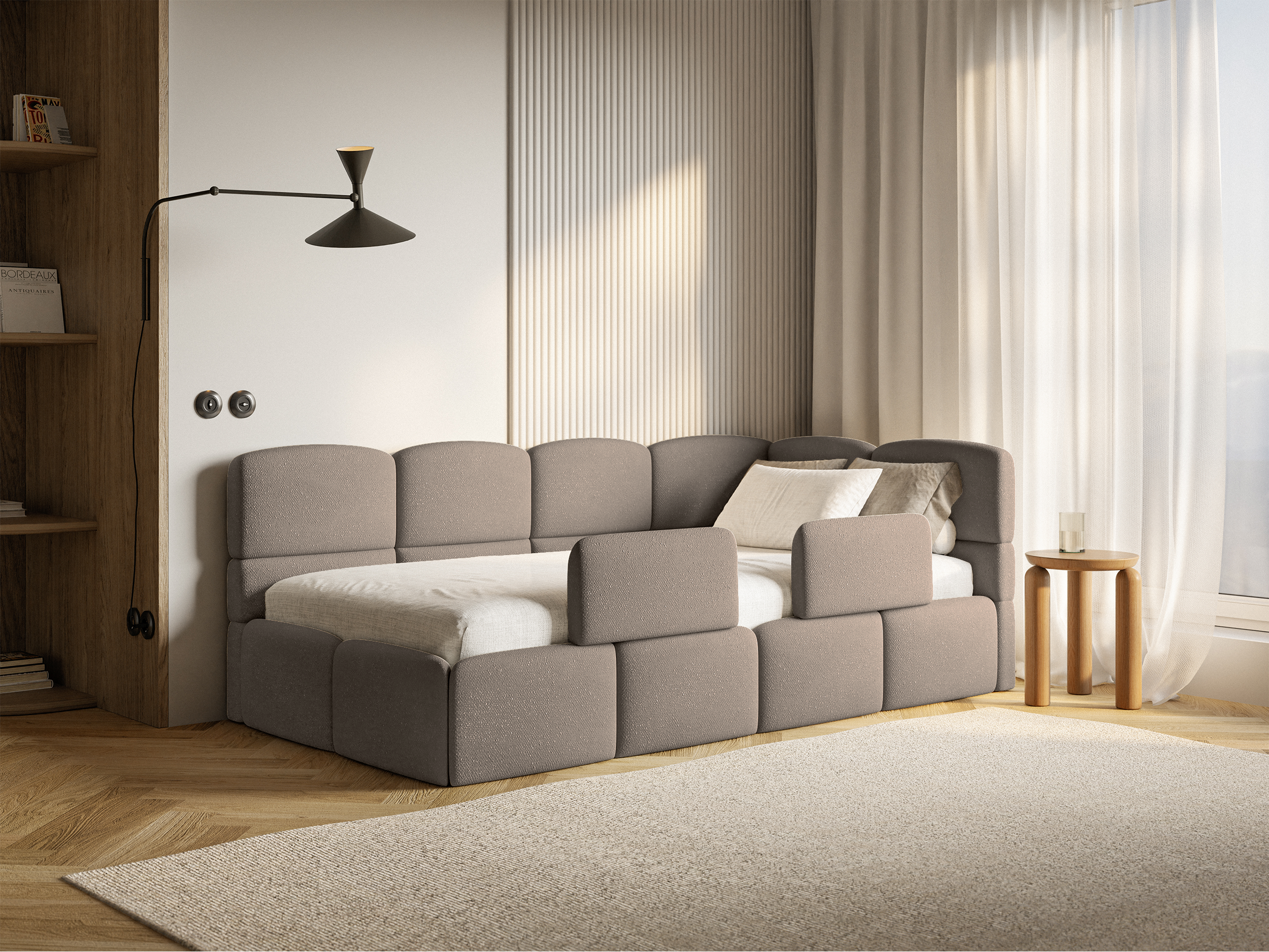 selsey-cloudy-jugendbett-90x200-cm-rechts-stauraum-gitter-hellbrauner-chenille image 4