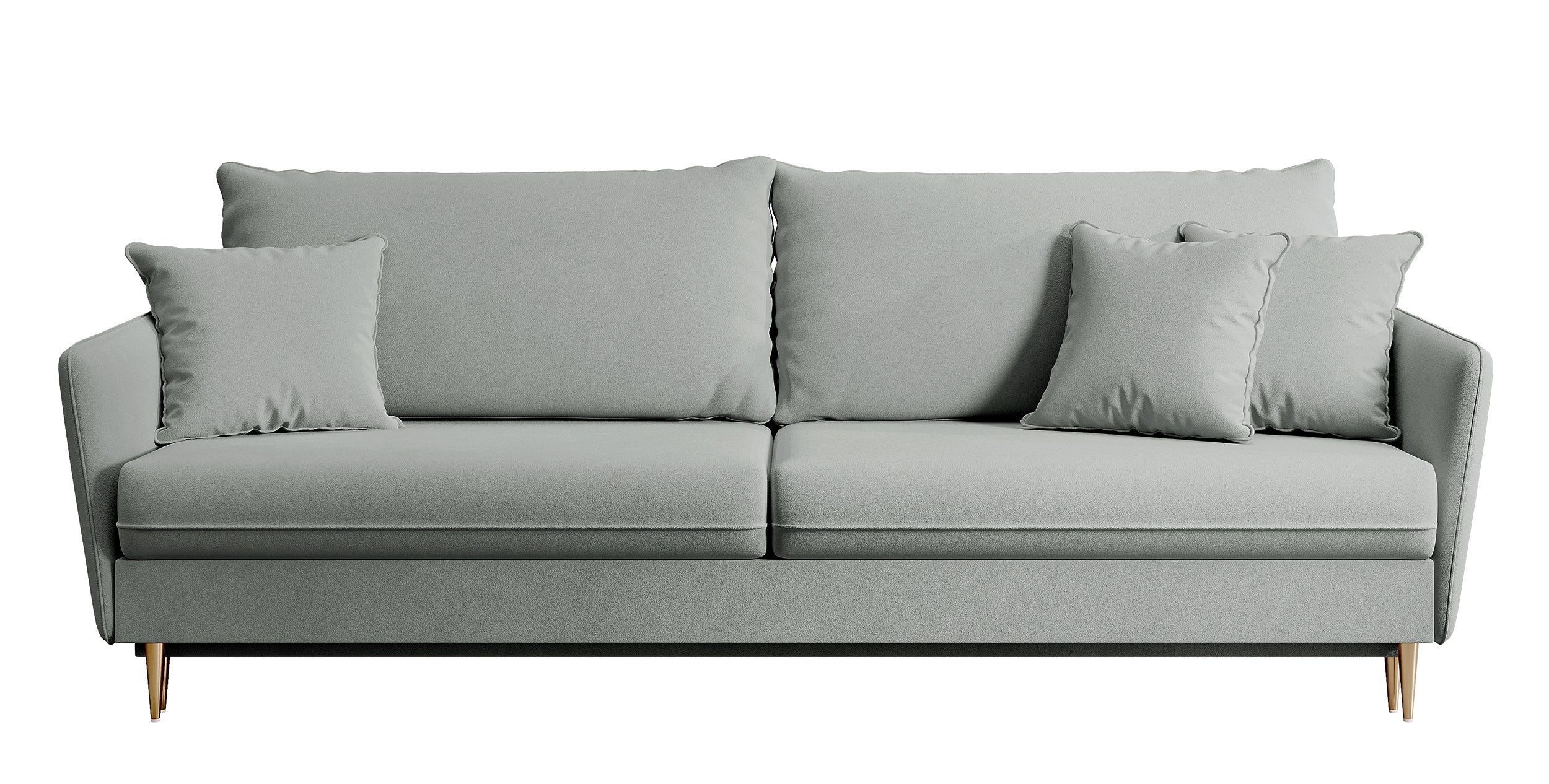 selsey-volio-dreisitziges-sofa-ausklappbar-grau-samt-wasserabweisend-goldbeine image 1