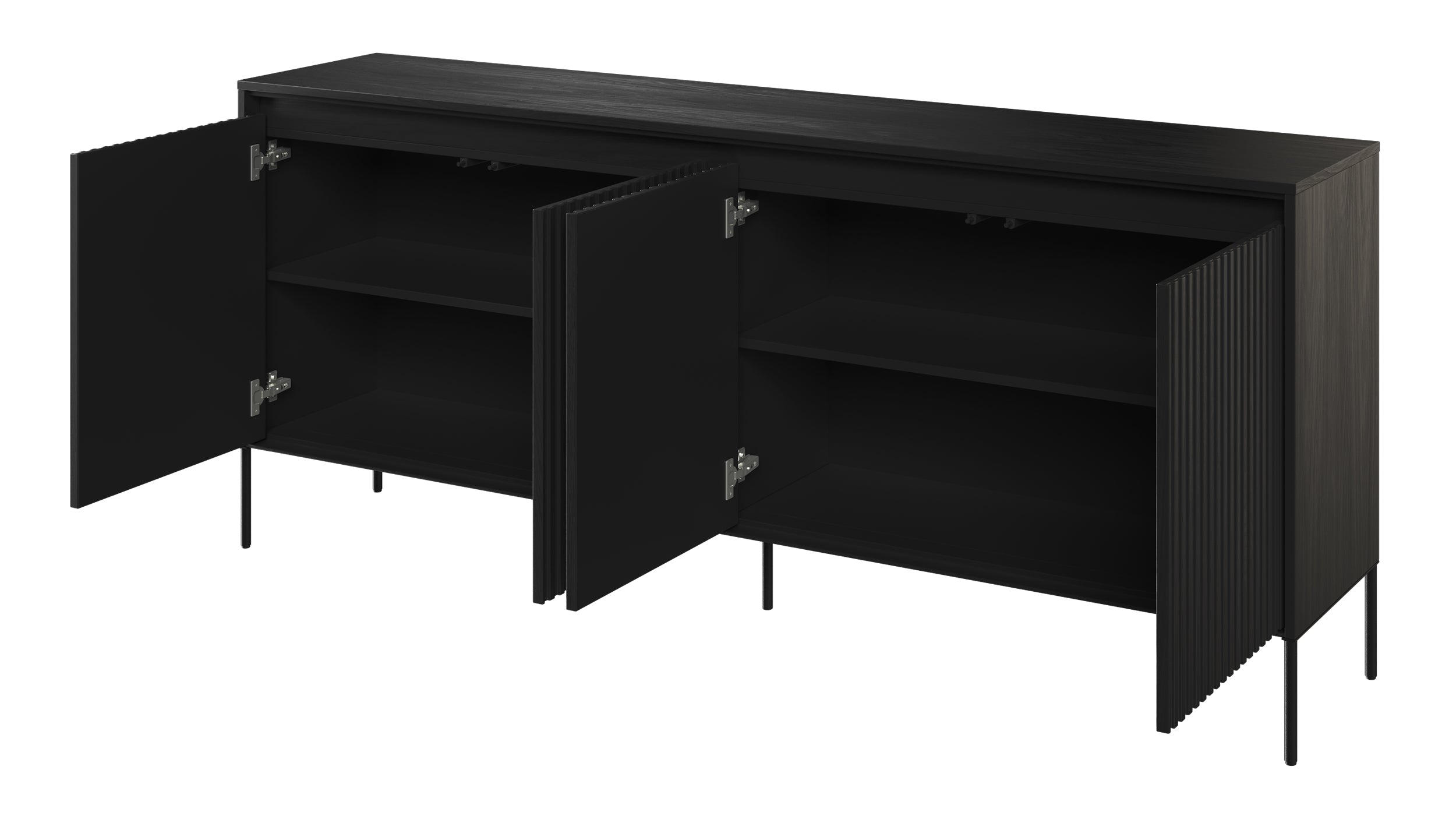 selsey-trend-niedrige-kommode-193-cm-4-t-rig-mit-led-schwarz image 3