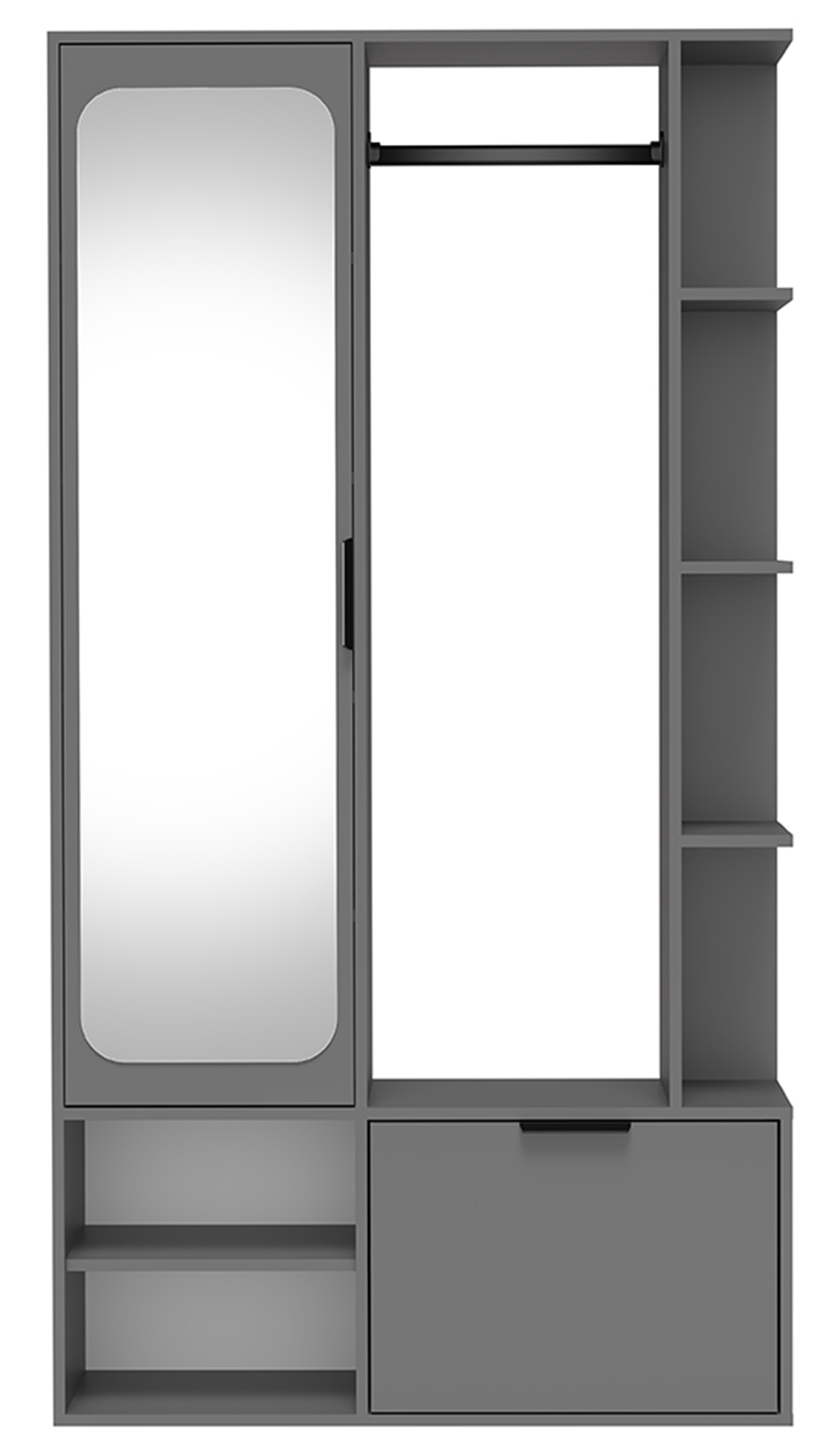 selsey-nala-flur-set-mit-spiegel-und-100-cm-kleiderstange-diamantgrau image 6