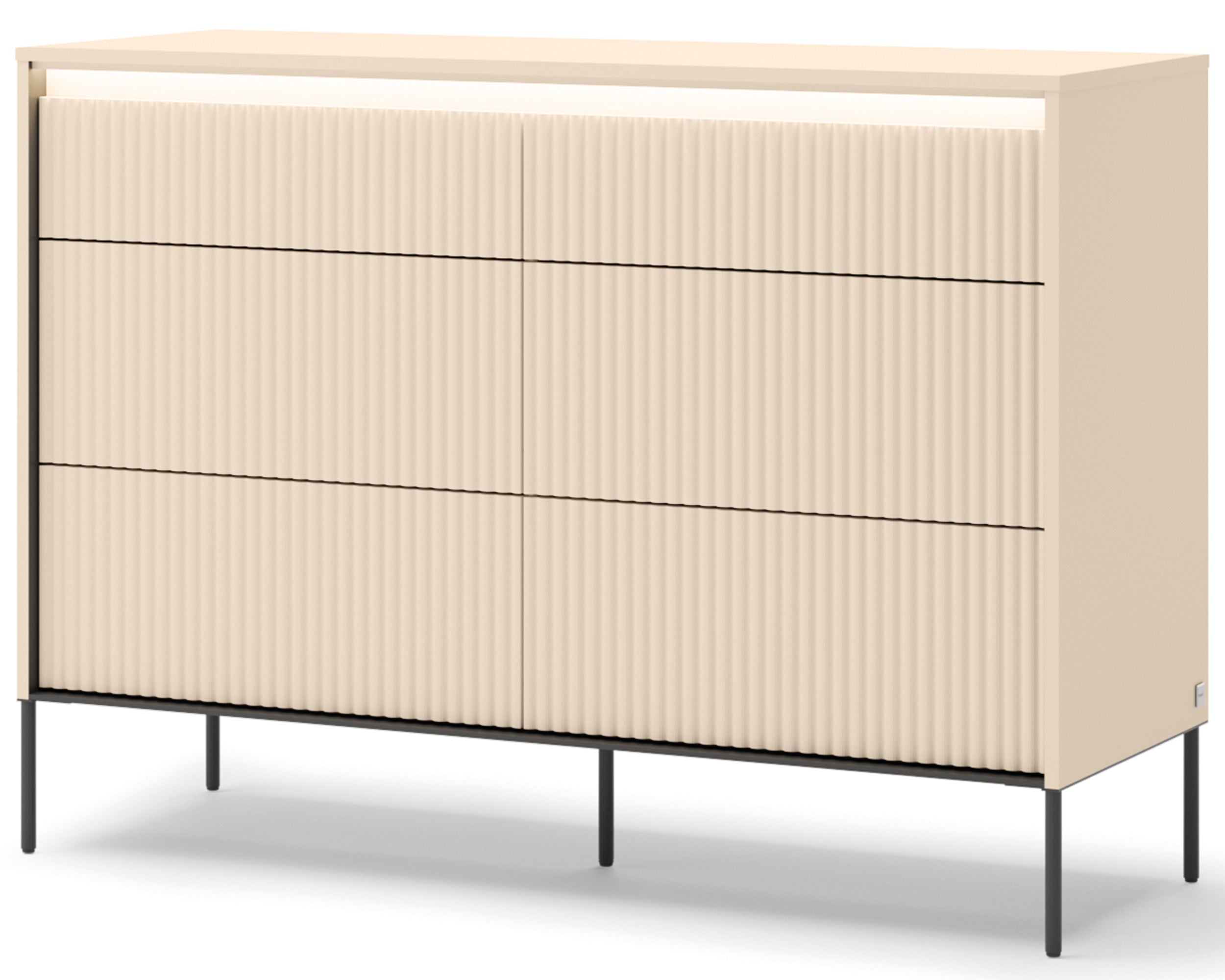 selsey-trend-kommode-130-cm-mit-6-schubladen-und-beleuchtung-sandbeige-schwarz-r image 4
