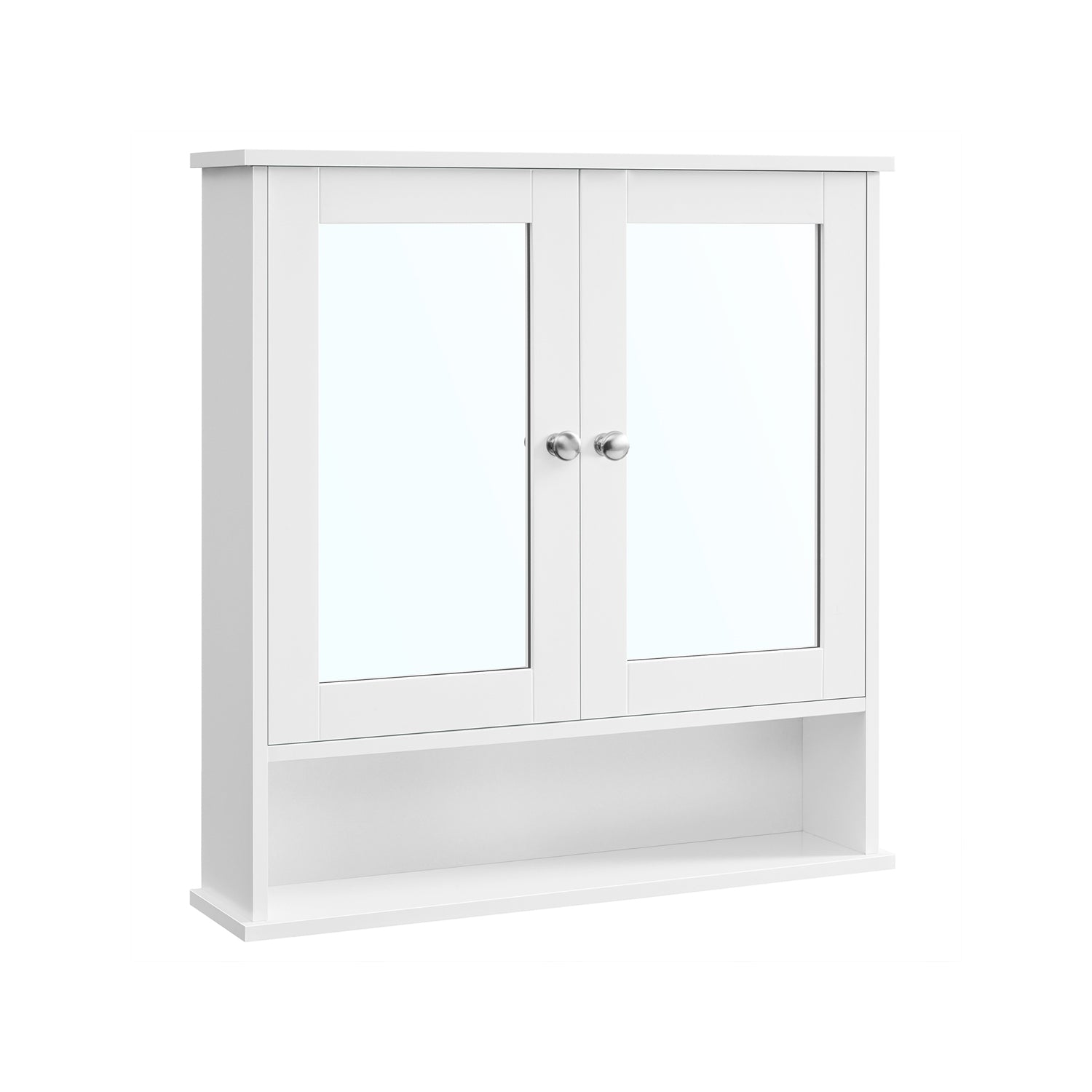 vasagle-spiegelschrank-mit-2-spiegelt-ren-und-offenem-fach-wei-wandmontage image 2
