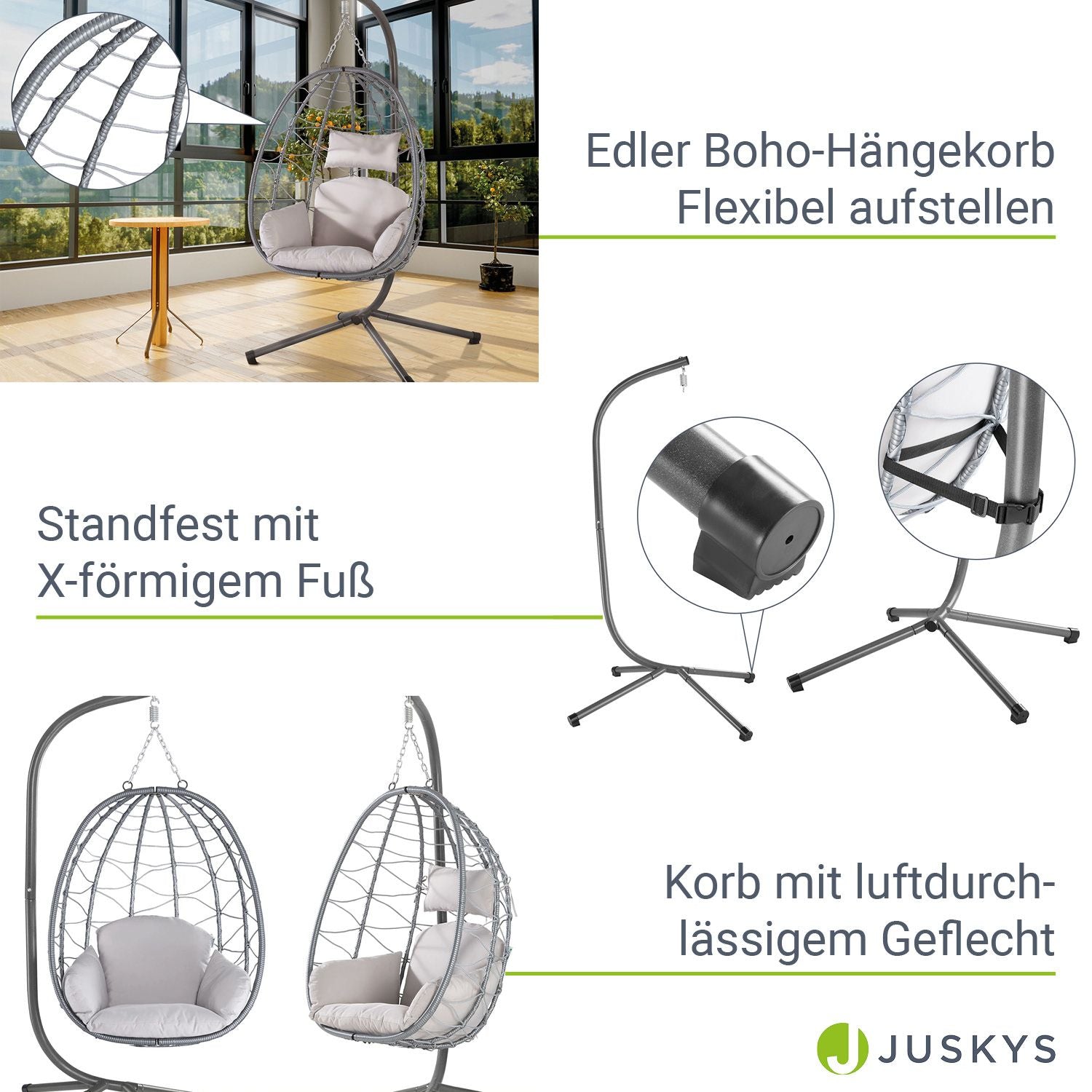 juskys-aria-korbh-ngesessel-inklusive-gestell-dunkelgrau image 4