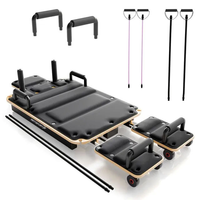 juskys-pilates-reformer-board-movea-mini-reformer-pilates-board-schwarz-faltbar image 1