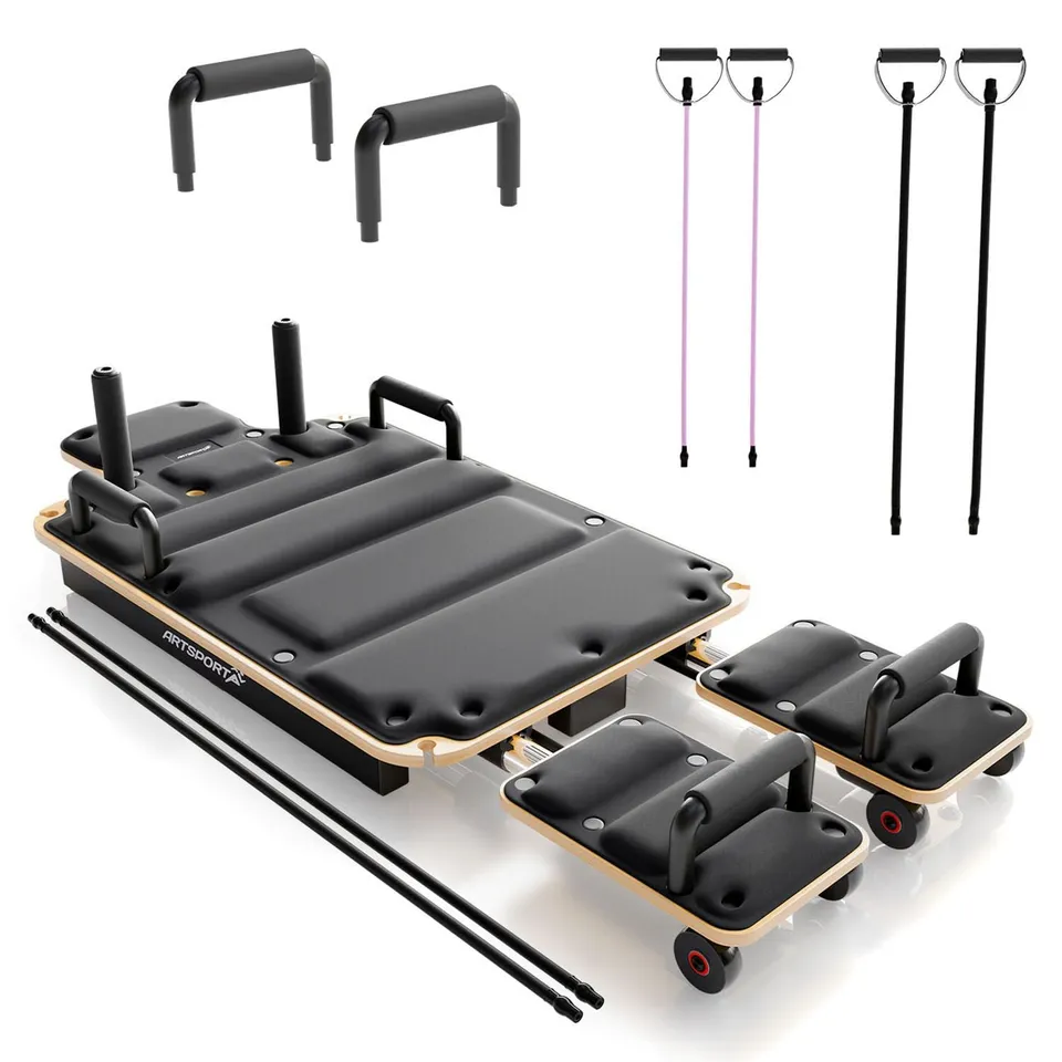 juskys-pilates-reformer-board-movea-mini-reformer-pilates-board-schwarz-faltbar image 1