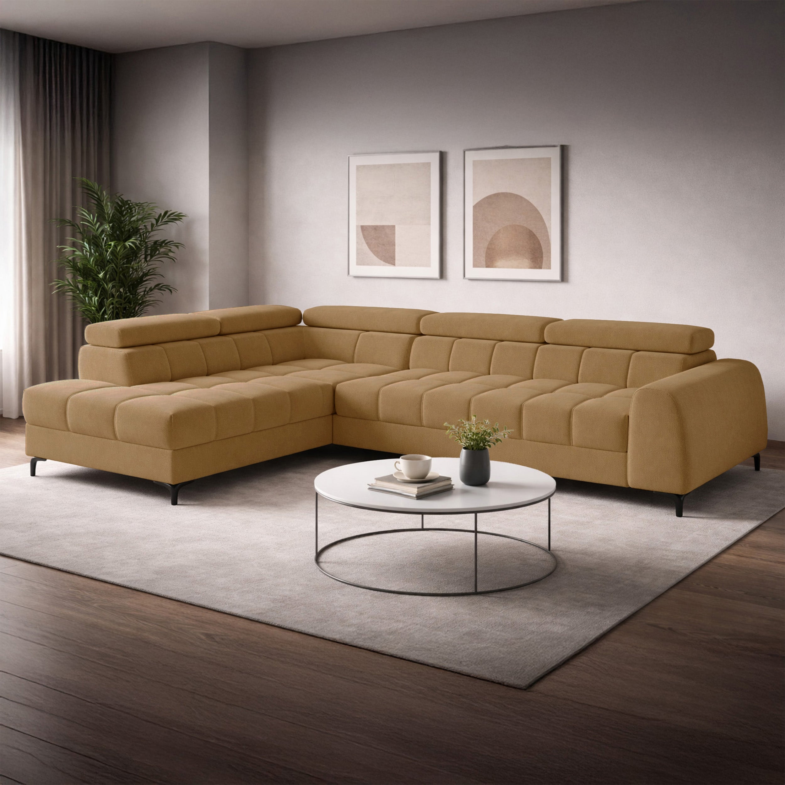 selsey-arellio-ecksofa-mit-schlaffunktion-l-form-links-mit-bettkasten-senfgelber image 2