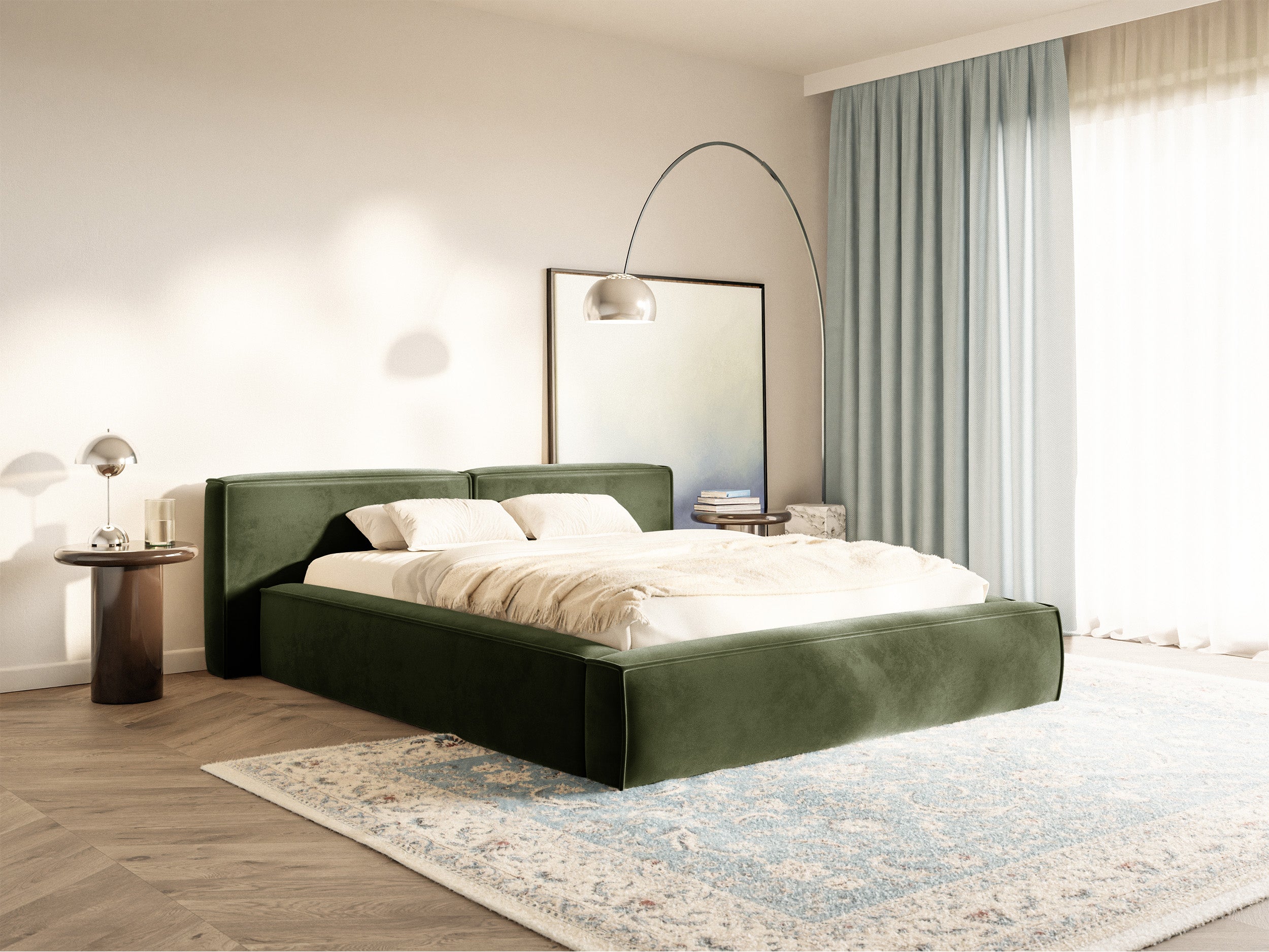 selsey-tilves-low-polsterbett-140x200-cm-mit-stauraum-olivgr-n-samt-metallrahmen image 2