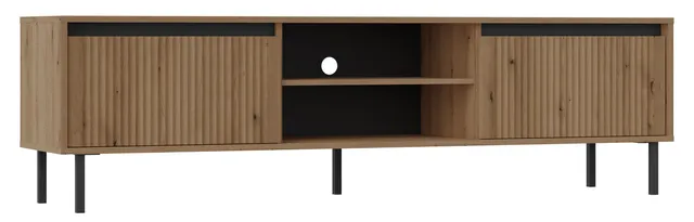selsey-osaka-tv-schrank-179-cm-eiche-evoke-auf-schwarzen-beinen-mit-zwei-schubla image 1