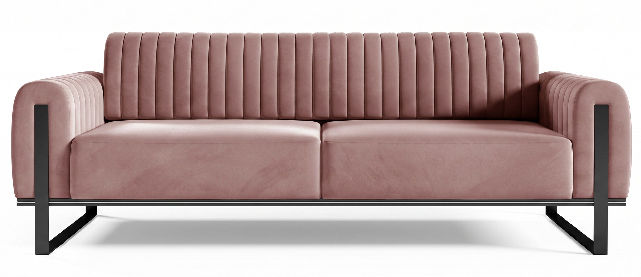selsey-parissa-dreiersofa-rosa-samt-schwarze-beine image 1